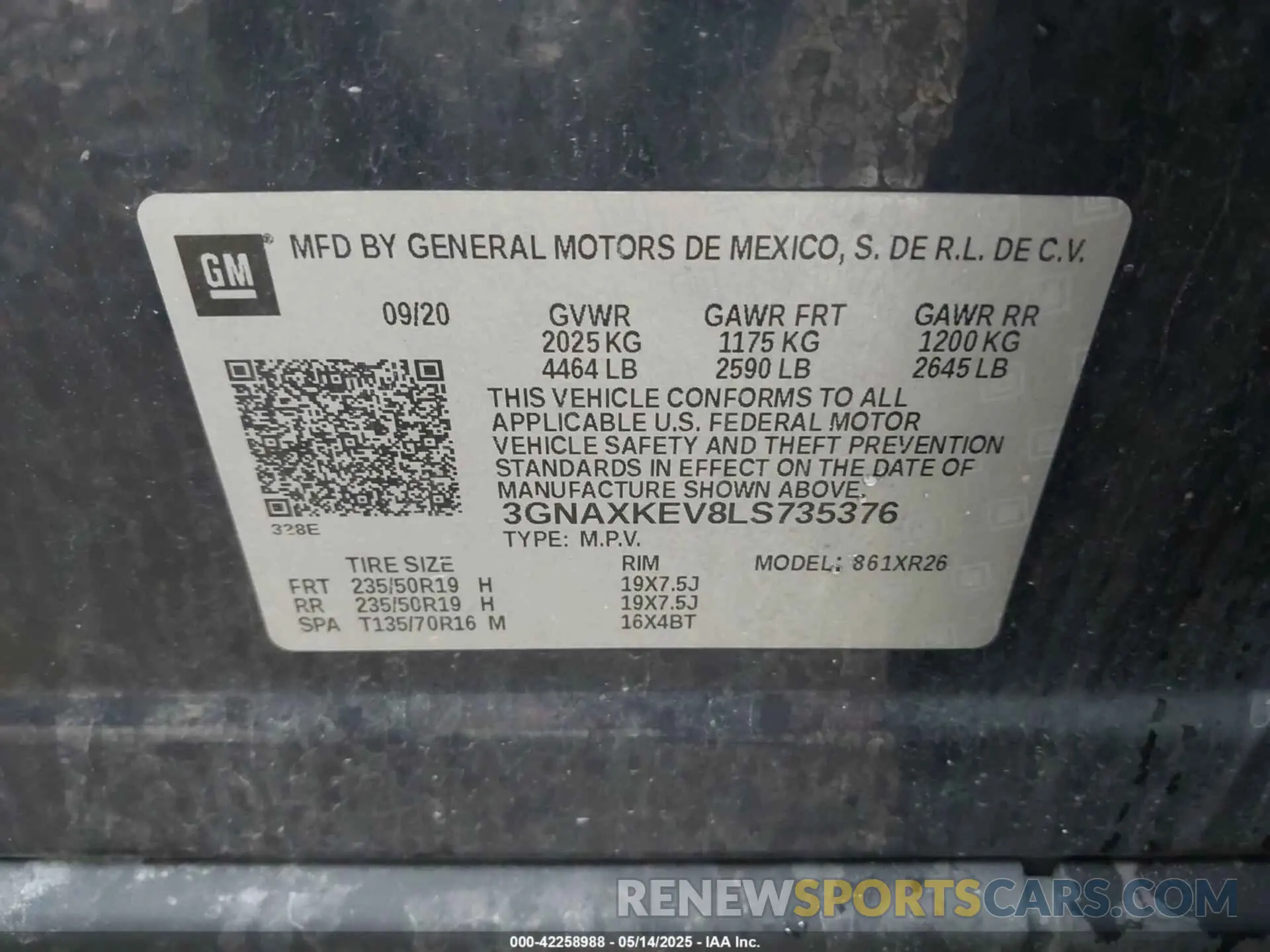 9 Photograph of a damaged car 3GNAXKEV8LS735376 CHEVROLET EQUINOX 2020