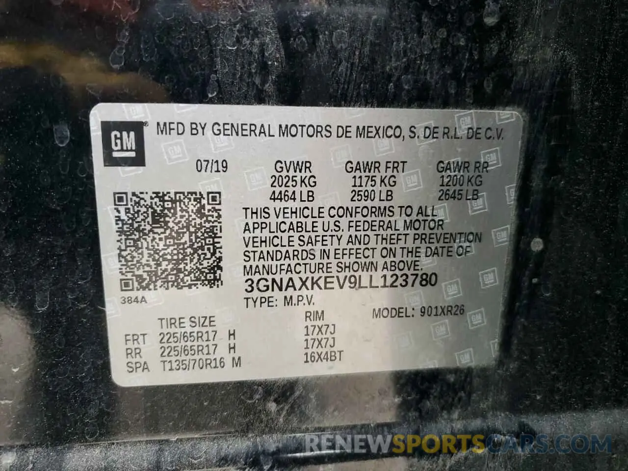 13 Photograph of a damaged car 3GNAXKEV9LL123780 CHEVROLET EQUINOX 2020