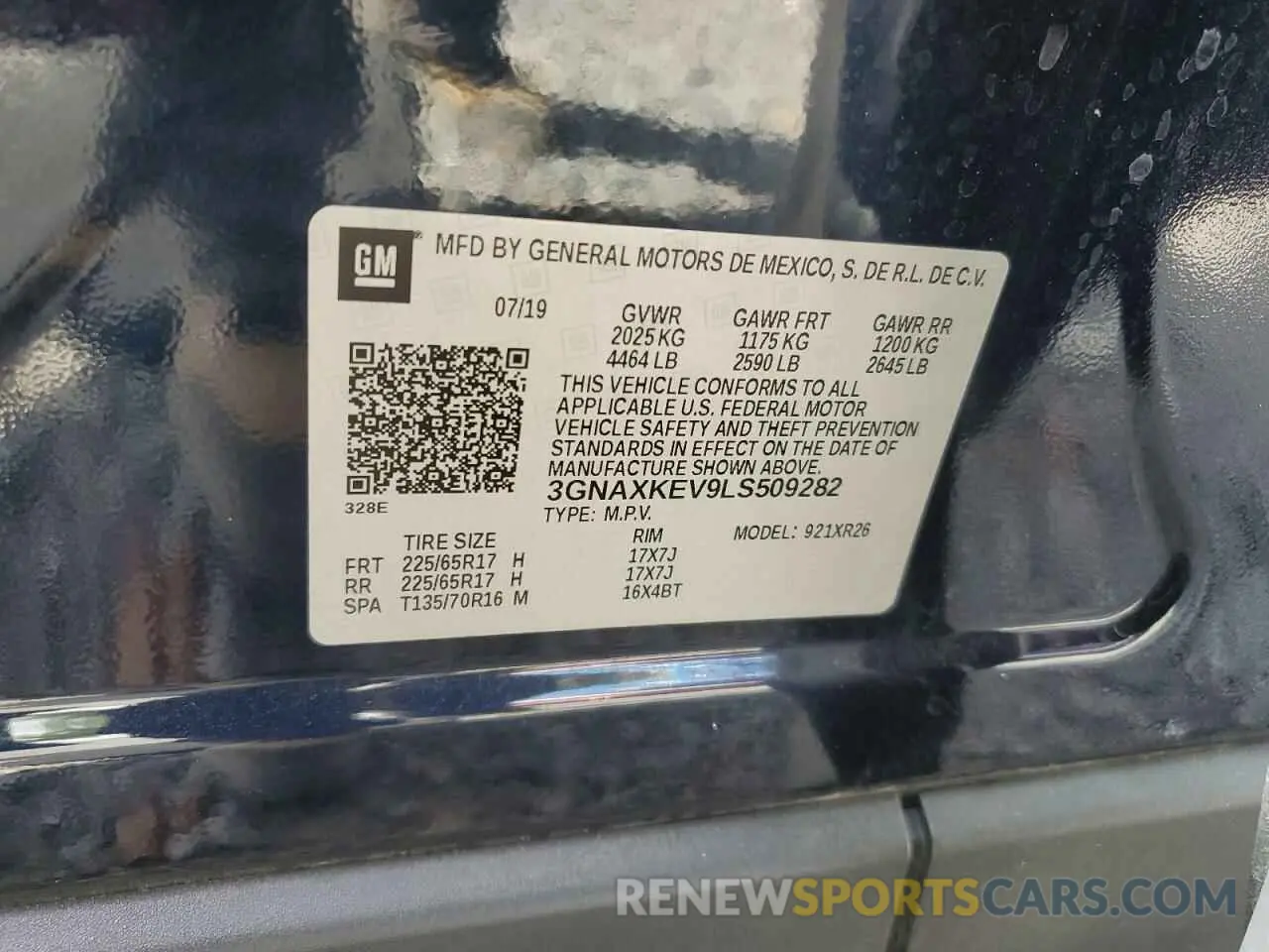 14 Photograph of a damaged car 3GNAXKEV9LS509282 CHEVROLET EQUINOX 2020