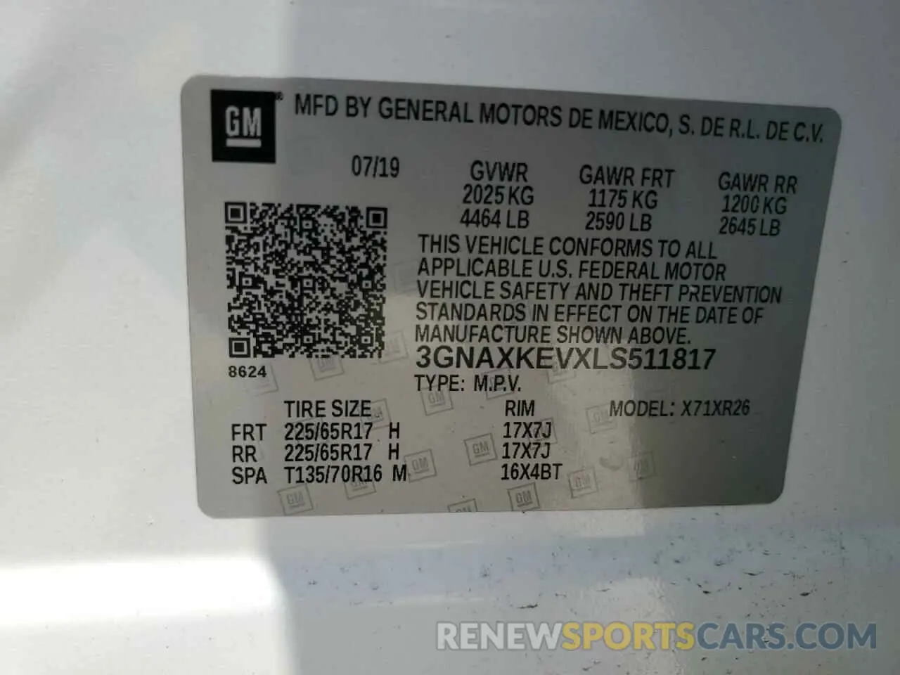 12 Фотография поврежденного автомобиля 3GNAXKEVXLS511817 CHEVROLET EQUINOX 2020