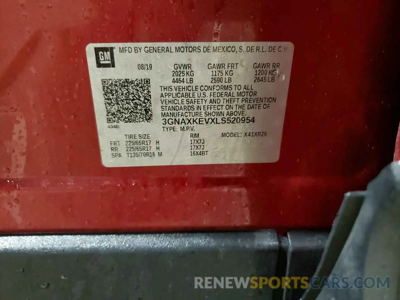 15 Photograph of a damaged car 3GNAXKEVXLS520954 CHEVROLET EQUINOX 2020