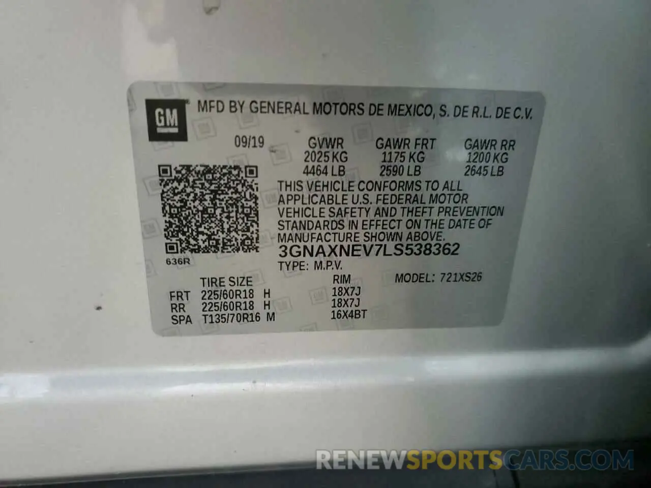 13 Фотография поврежденного автомобиля 3GNAXNEV7LS538362 CHEVROLET EQUINOX 2020