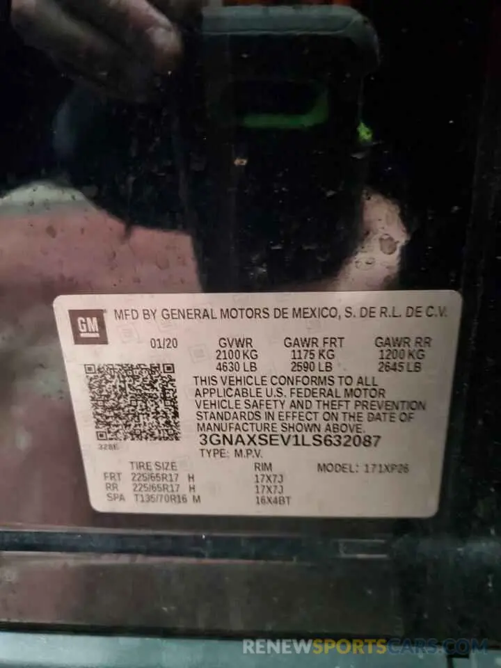 13 Photograph of a damaged car 3GNAXSEV1LS632087 CHEVROLET EQUINOX 2020