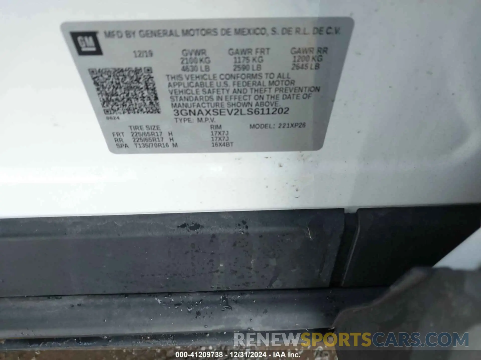 9 Photograph of a damaged car 3GNAXSEV2LS611202 CHEVROLET EQUINOX 2020