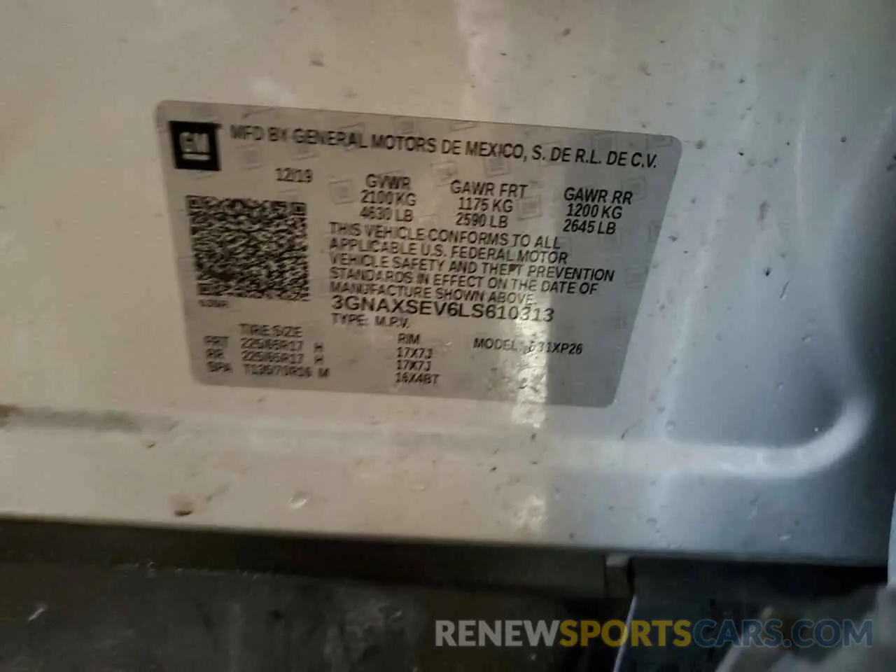 13 Photograph of a damaged car 3GNAXSEV6LS610313 CHEVROLET EQUINOX 2020