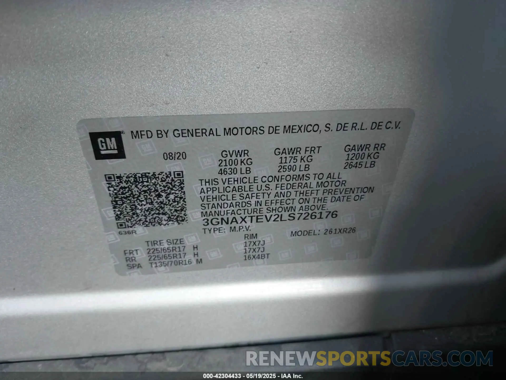 9 Photograph of a damaged car 3GNAXTEV2LS726176 CHEVROLET EQUINOX 2020
