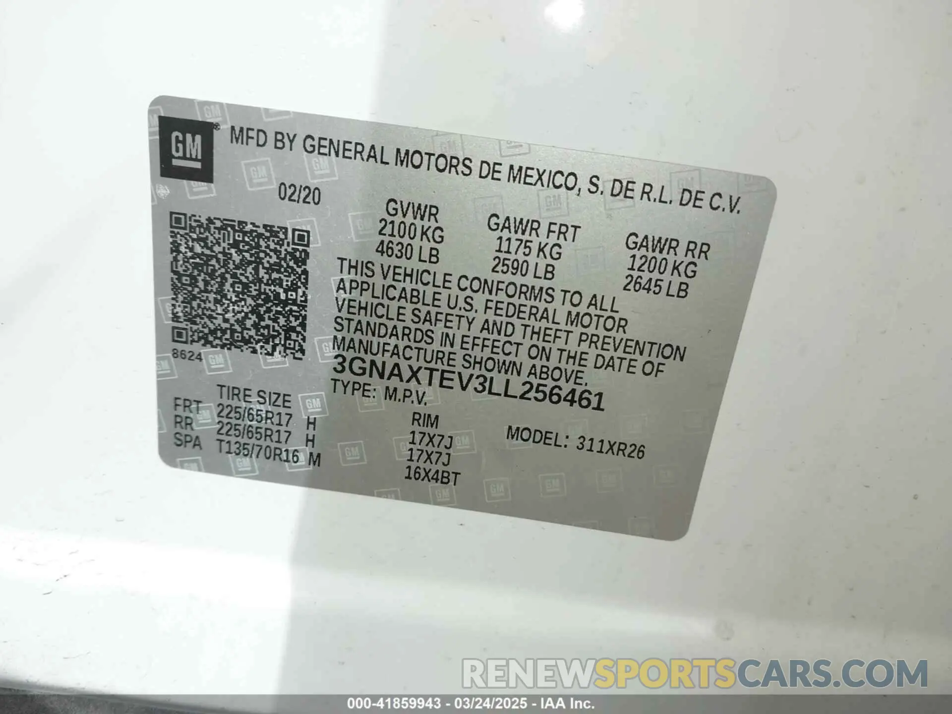 9 Photograph of a damaged car 3GNAXTEV3LL256461 CHEVROLET EQUINOX 2020