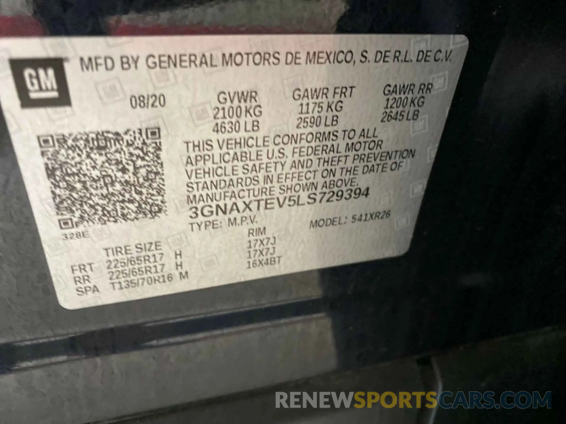 21 Photograph of a damaged car 3GNAXTEV5LS729394 CHEVROLET EQUINOX 2020