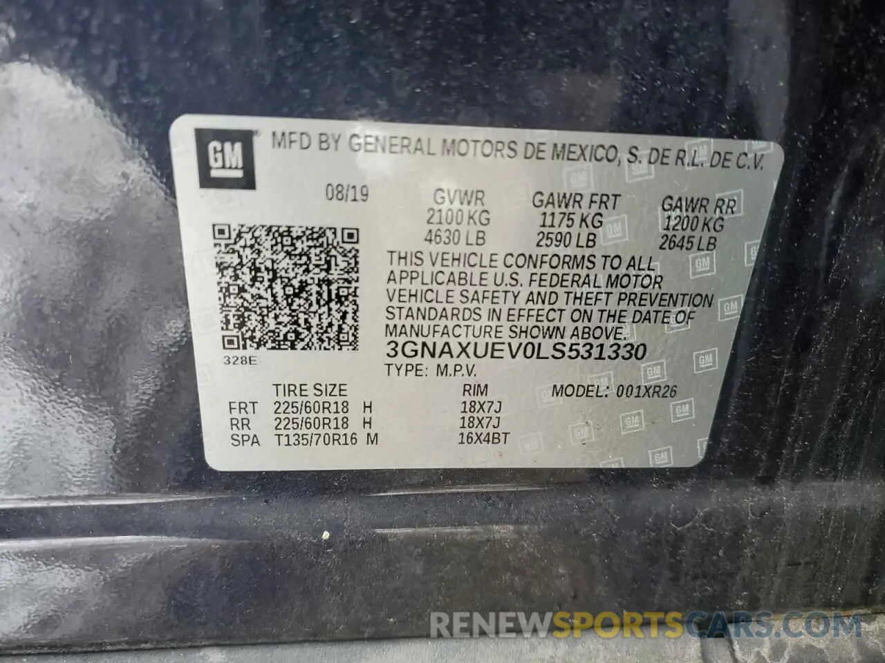 14 Фотография поврежденного автомобиля 3GNAXUEV0LS531330 CHEVROLET EQUINOX 2020