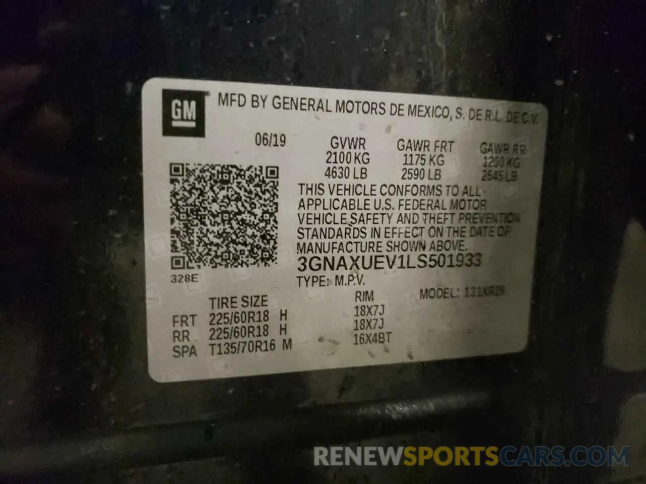 13 Photograph of a damaged car 3GNAXUEV1LS501933 CHEVROLET EQUINOX 2020