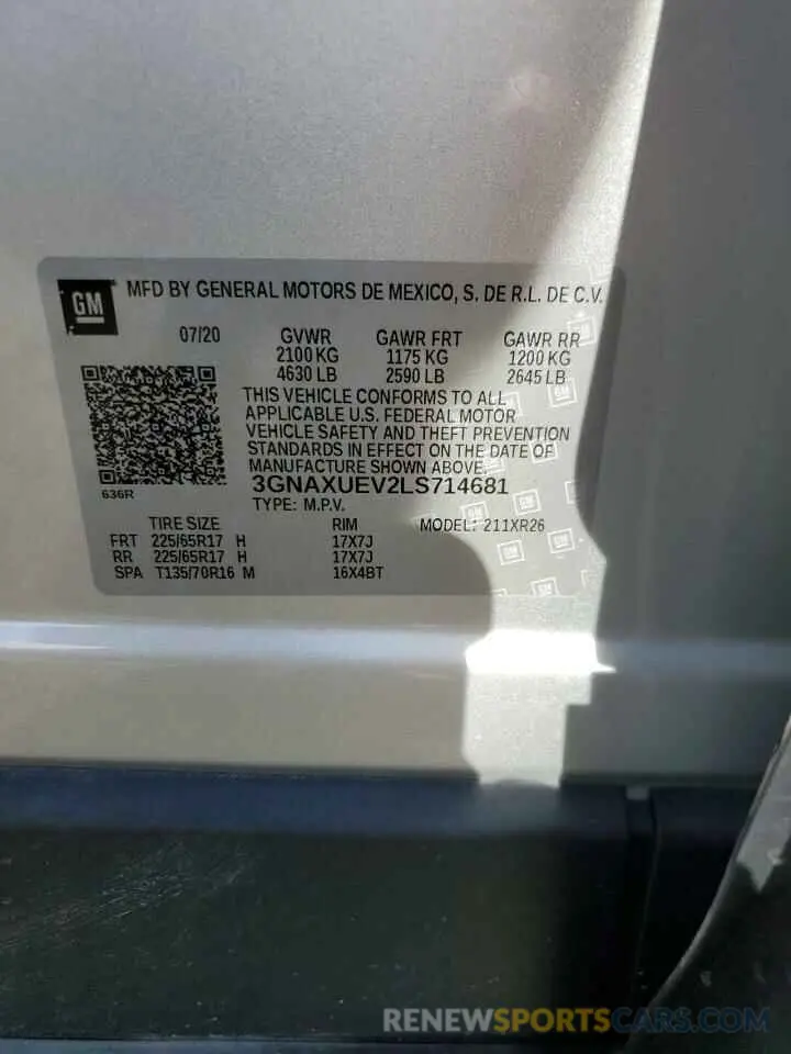 13 Фотография поврежденного автомобиля 3GNAXUEV2LS714681 CHEVROLET EQUINOX 2020