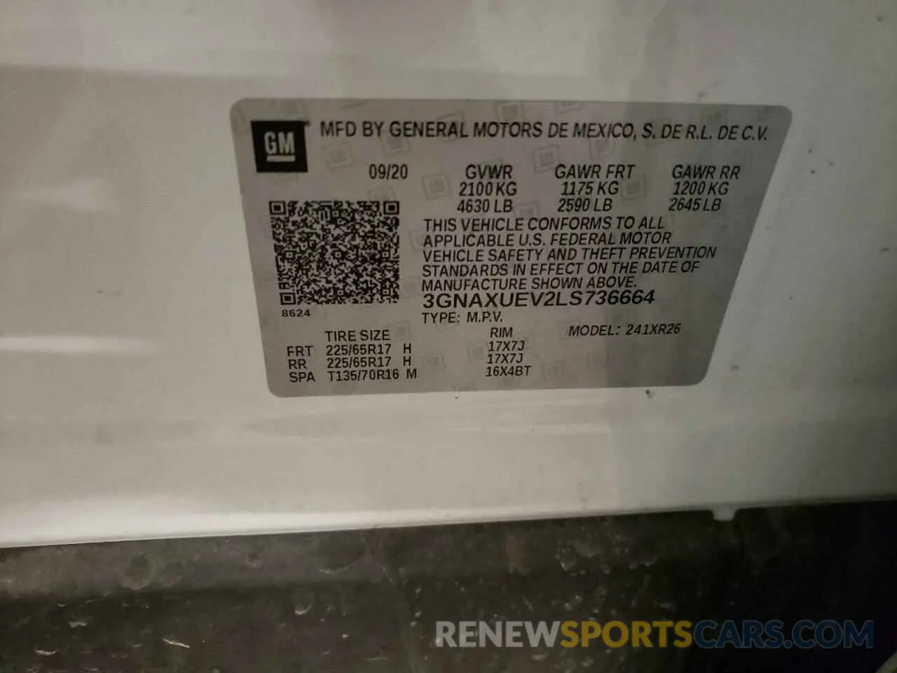 14 Фотография поврежденного автомобиля 3GNAXUEV2LS736664 CHEVROLET EQUINOX 2020