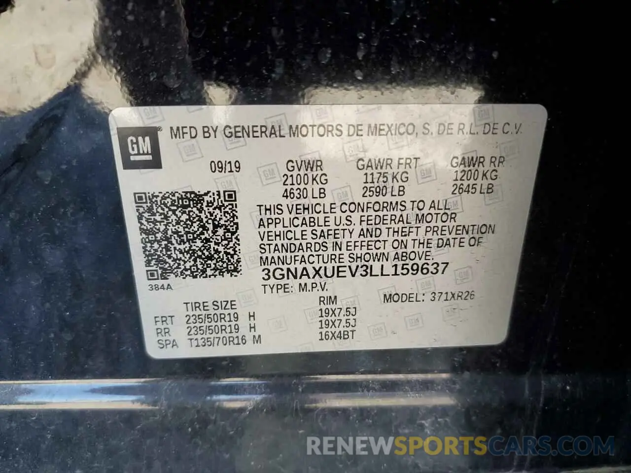 13 Фотография поврежденного автомобиля 3GNAXUEV3LL159637 CHEVROLET EQUINOX 2020