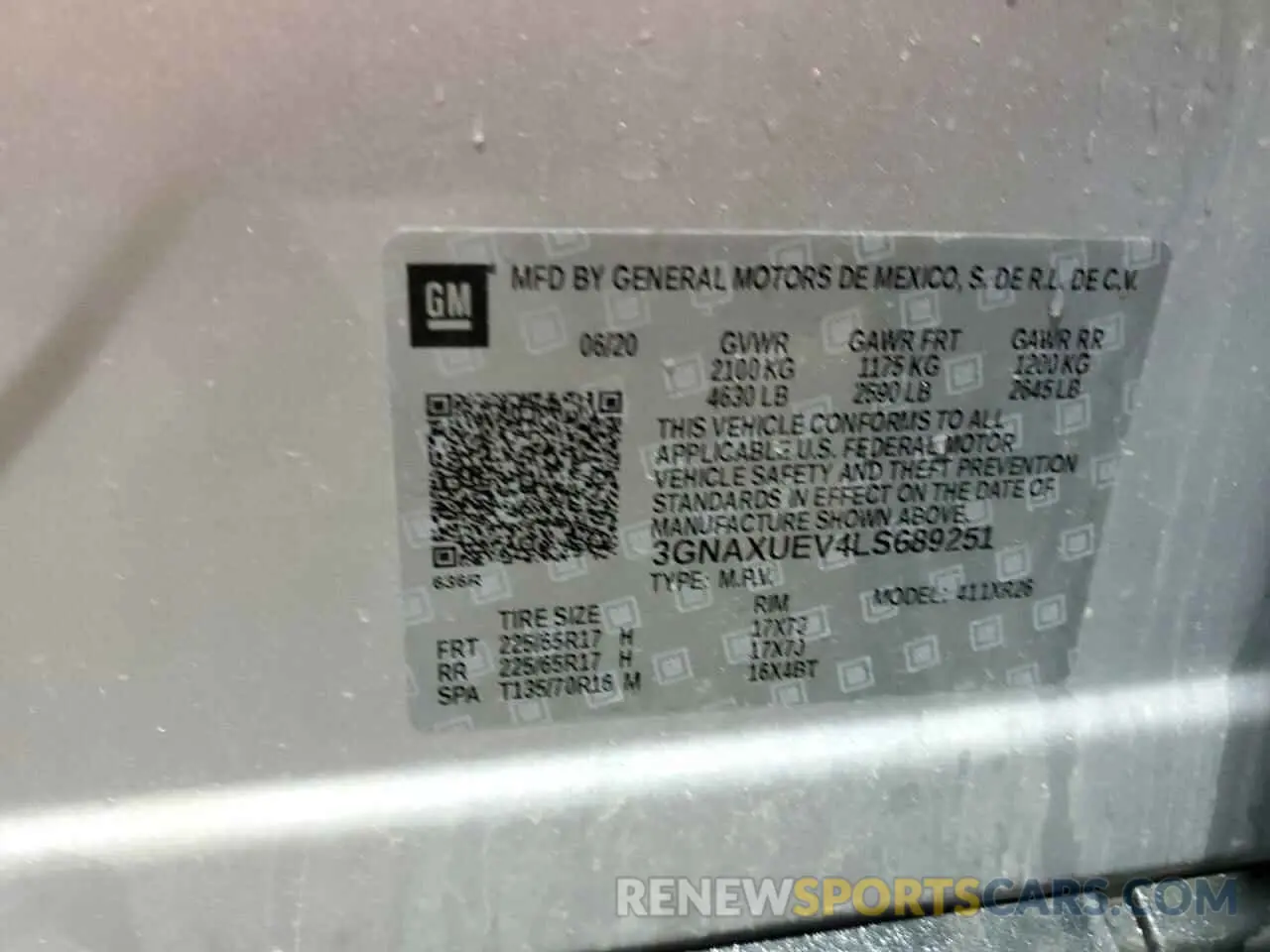 14 Photograph of a damaged car 3GNAXUEV4LS689251 CHEVROLET EQUINOX 2020