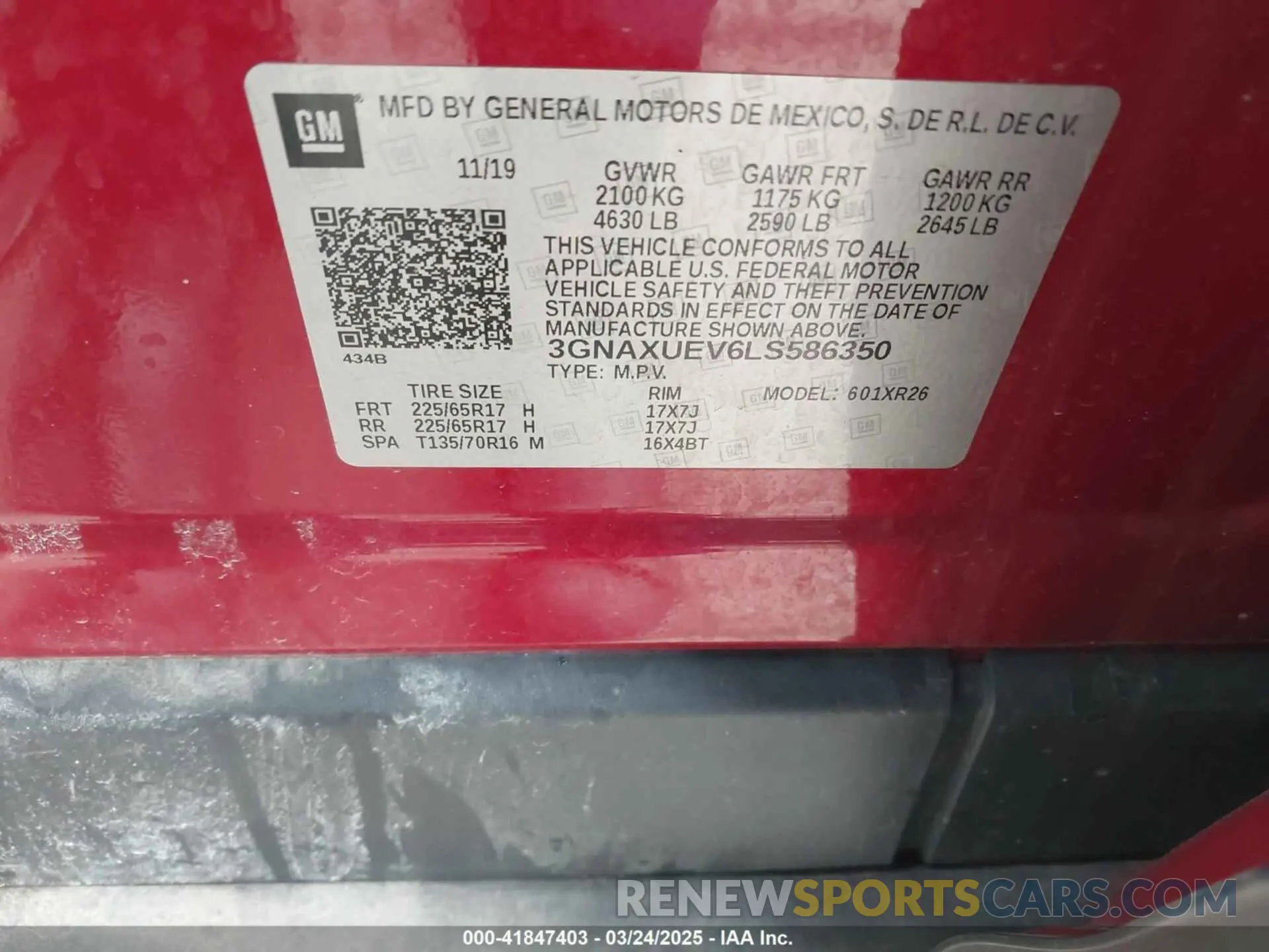 9 Фотография поврежденного автомобиля 3GNAXUEV6LS586350 CHEVROLET EQUINOX 2020