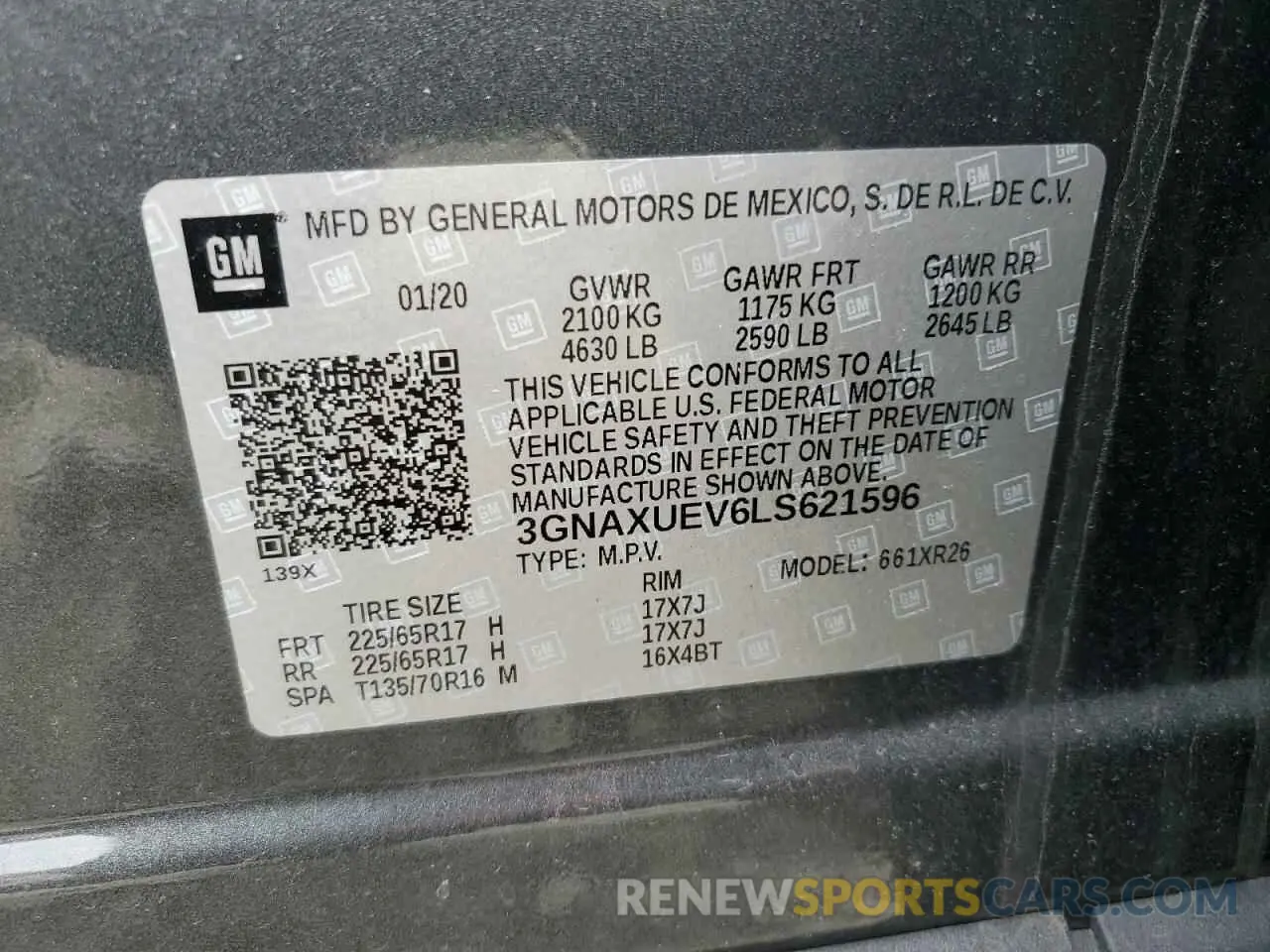 14 Photograph of a damaged car 3GNAXUEV6LS621596 CHEVROLET EQUINOX 2020