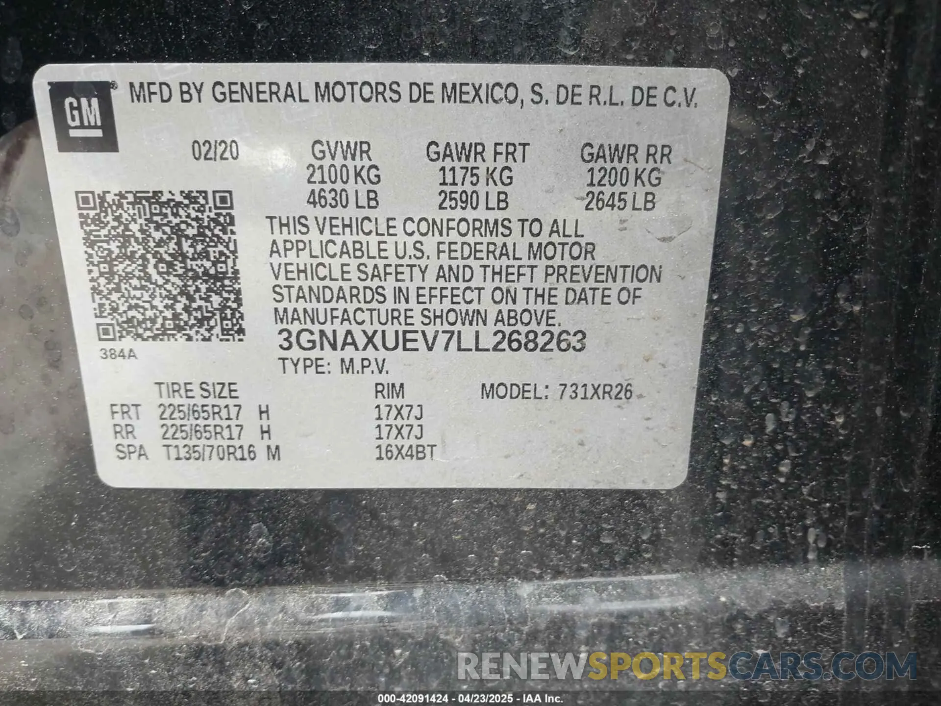 9 Photograph of a damaged car 3GNAXUEV7LL268263 CHEVROLET EQUINOX 2020