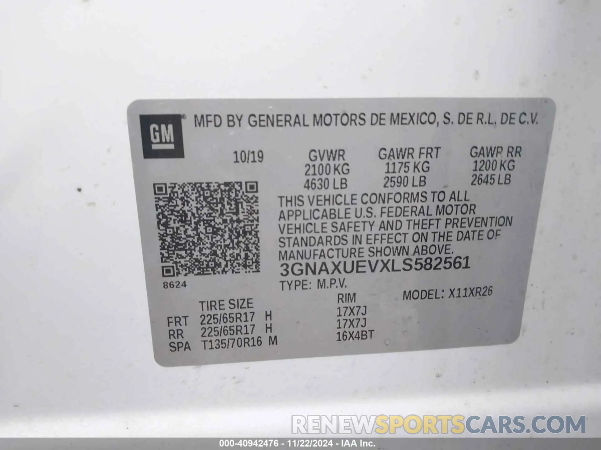 9 Фотография поврежденного автомобиля 3GNAXUEVXLS582561 CHEVROLET EQUINOX 2020