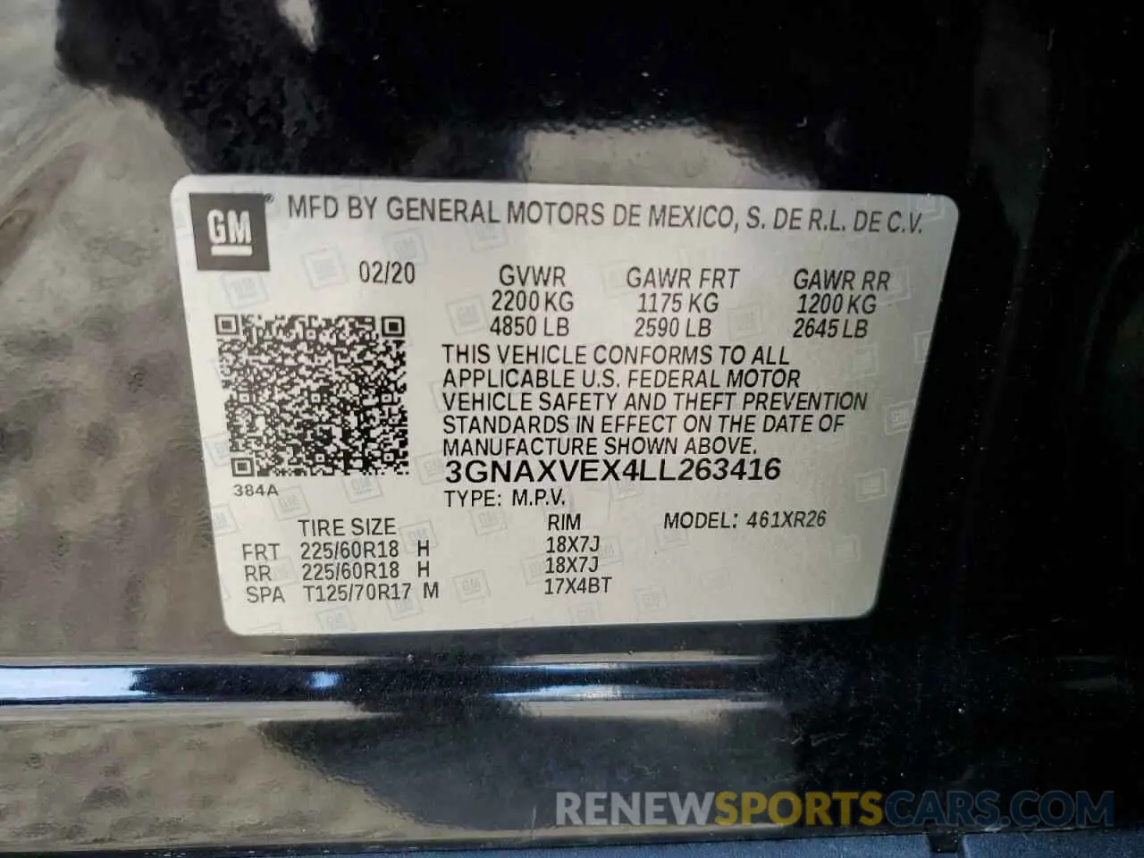 15 Photograph of a damaged car 3GNAXVEX4LL263416 CHEVROLET EQUINOX 2020