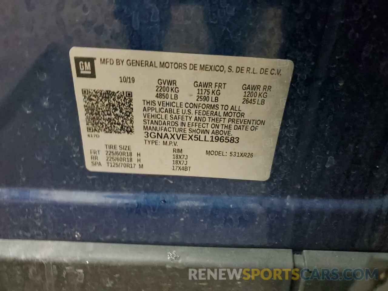 14 Photograph of a damaged car 3GNAXVEX5LL196583 CHEVROLET EQUINOX 2020