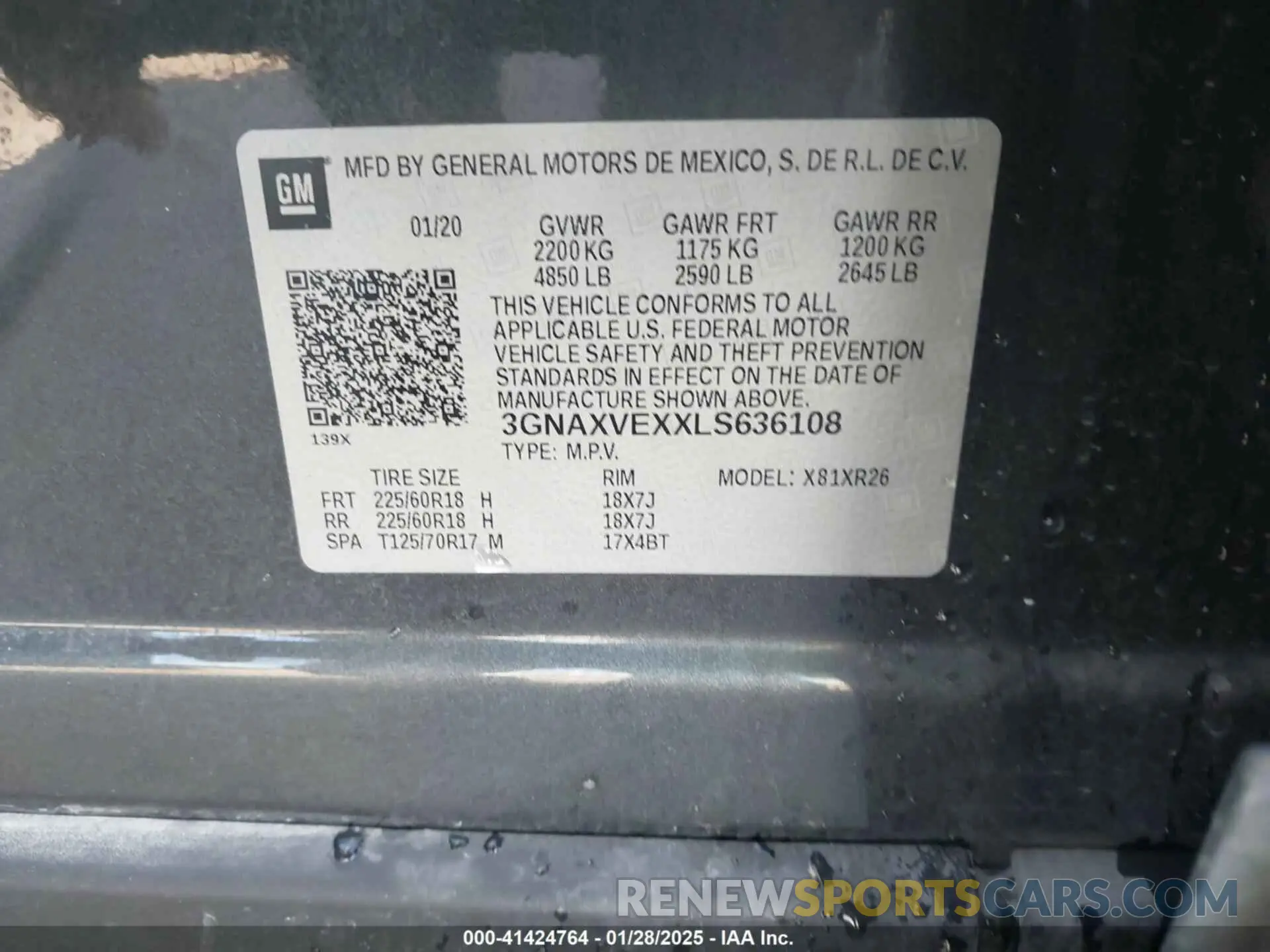 9 Photograph of a damaged car 3GNAXVEXXLS636108 CHEVROLET EQUINOX 2020