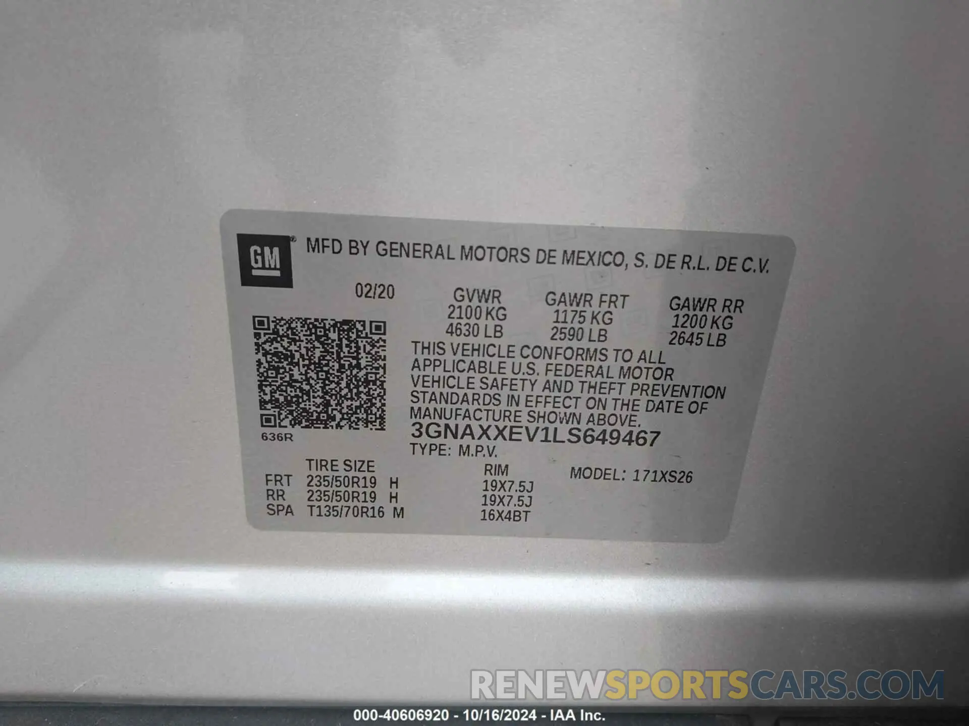 9 Photograph of a damaged car 3GNAXXEV1LS649467 CHEVROLET EQUINOX 2020