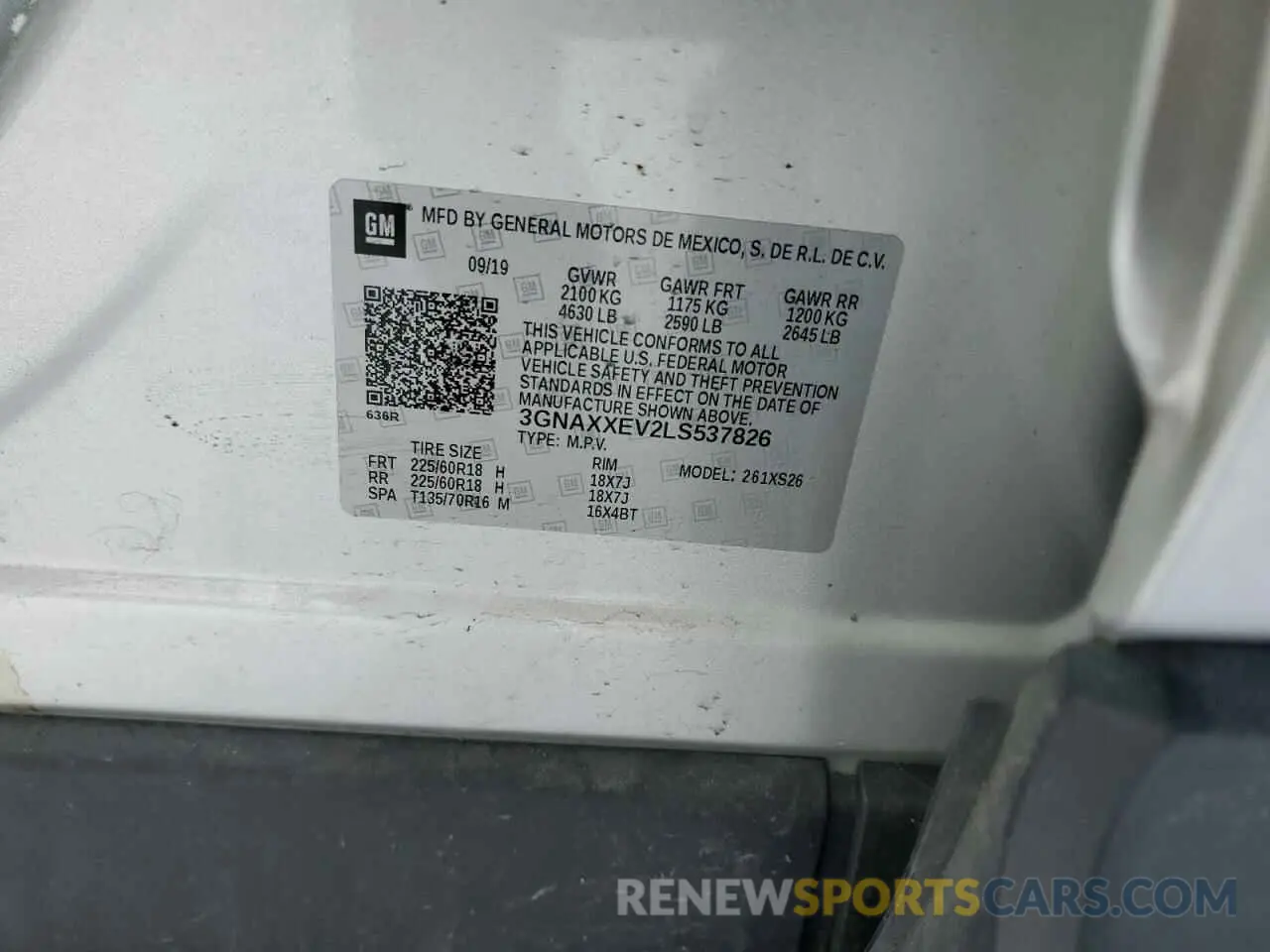 14 Photograph of a damaged car 3GNAXXEV2LS537826 CHEVROLET EQUINOX 2020