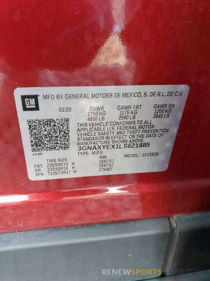 13 Photograph of a damaged car 3GNAXYEX1LS621885 CHEVROLET EQUINOX 2020