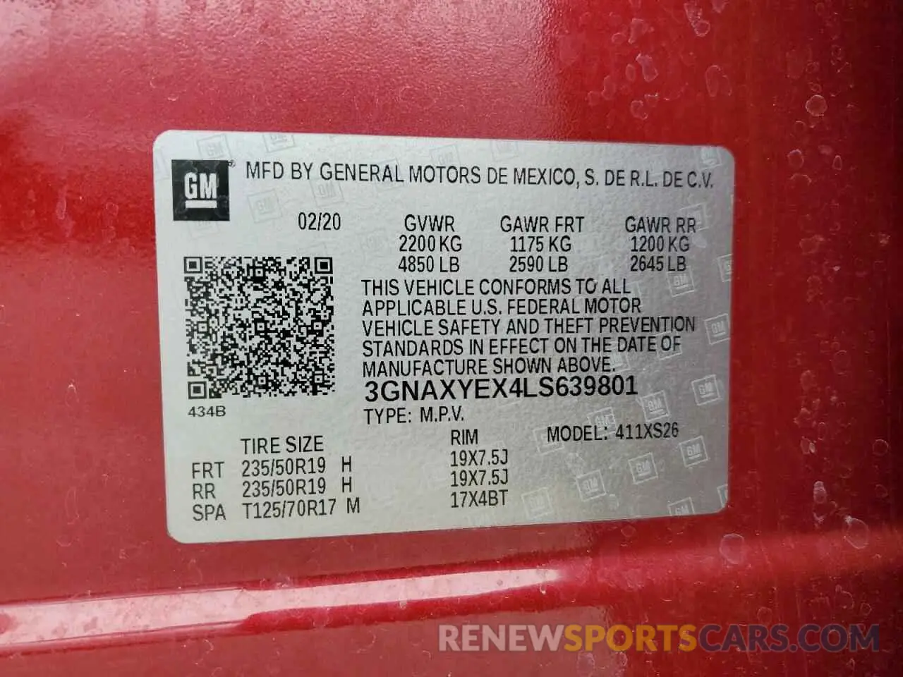 13 Фотография поврежденного автомобиля 3GNAXYEX4LS639801 CHEVROLET EQUINOX 2020