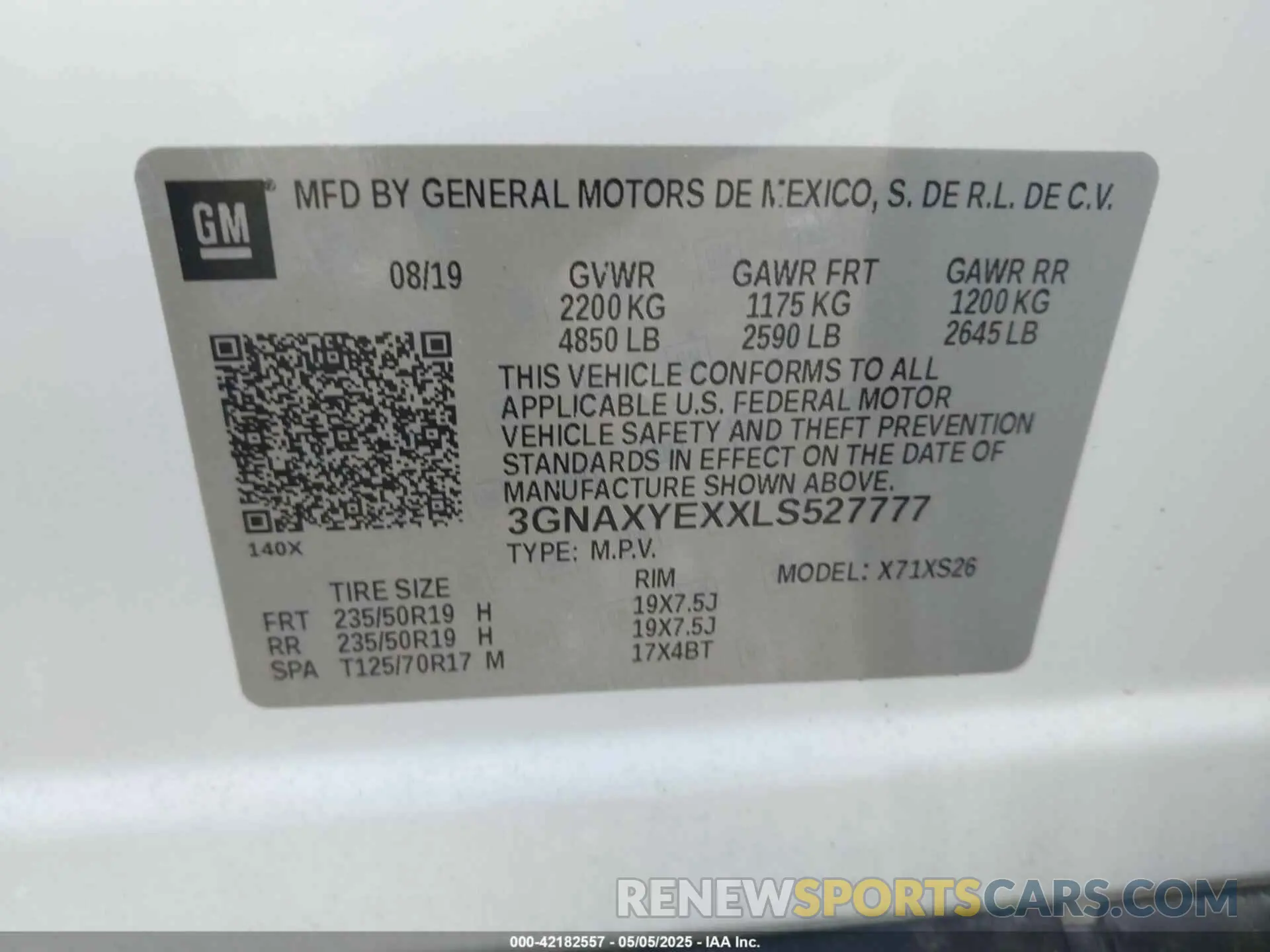 9 Фотография поврежденного автомобиля 3GNAXYEXXLS527777 CHEVROLET EQUINOX 2020