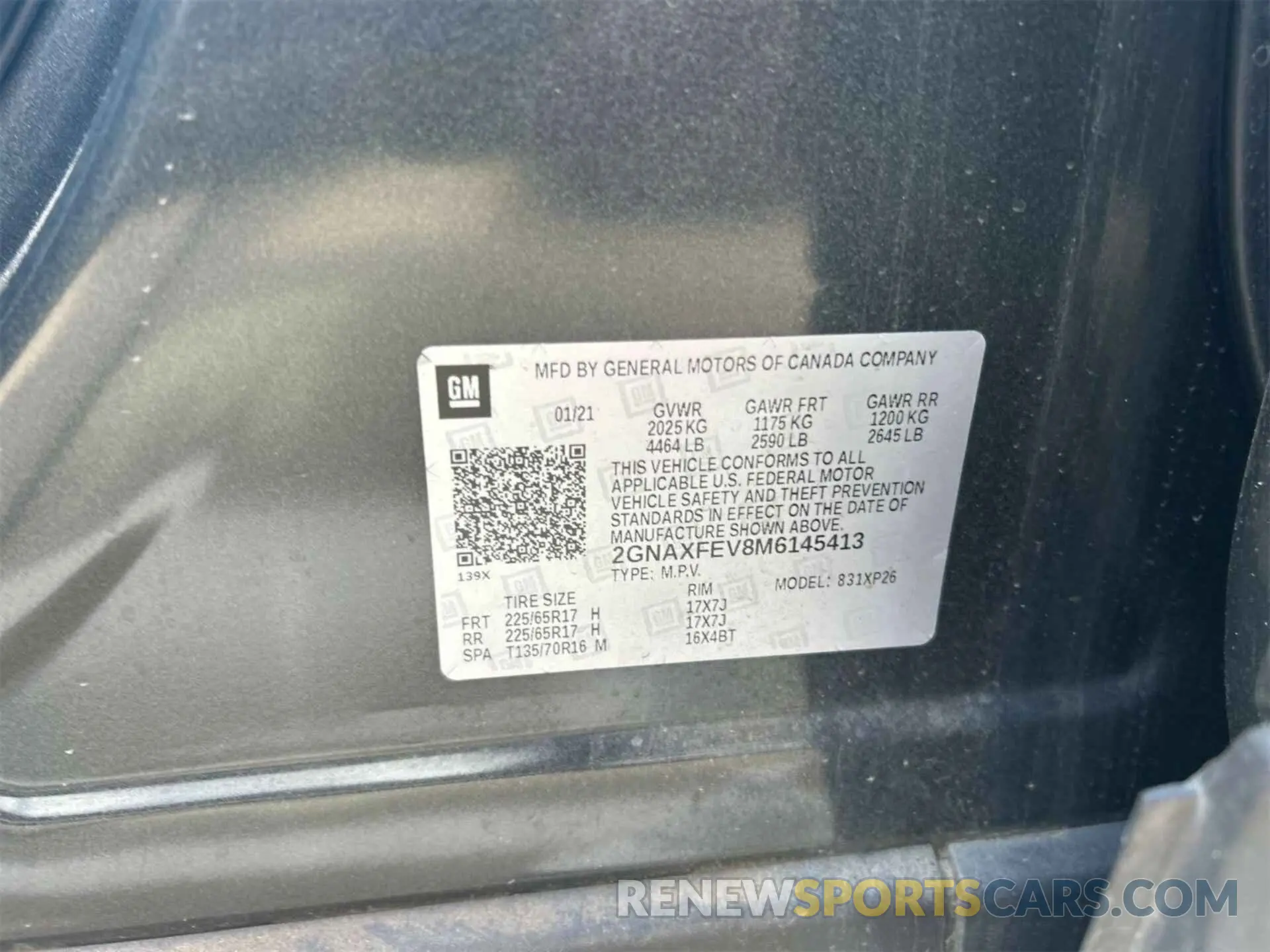 1 Фотография поврежденного автомобиля 2GNAXFEV8M6145413 CHEVROLET EQUINOX 2021