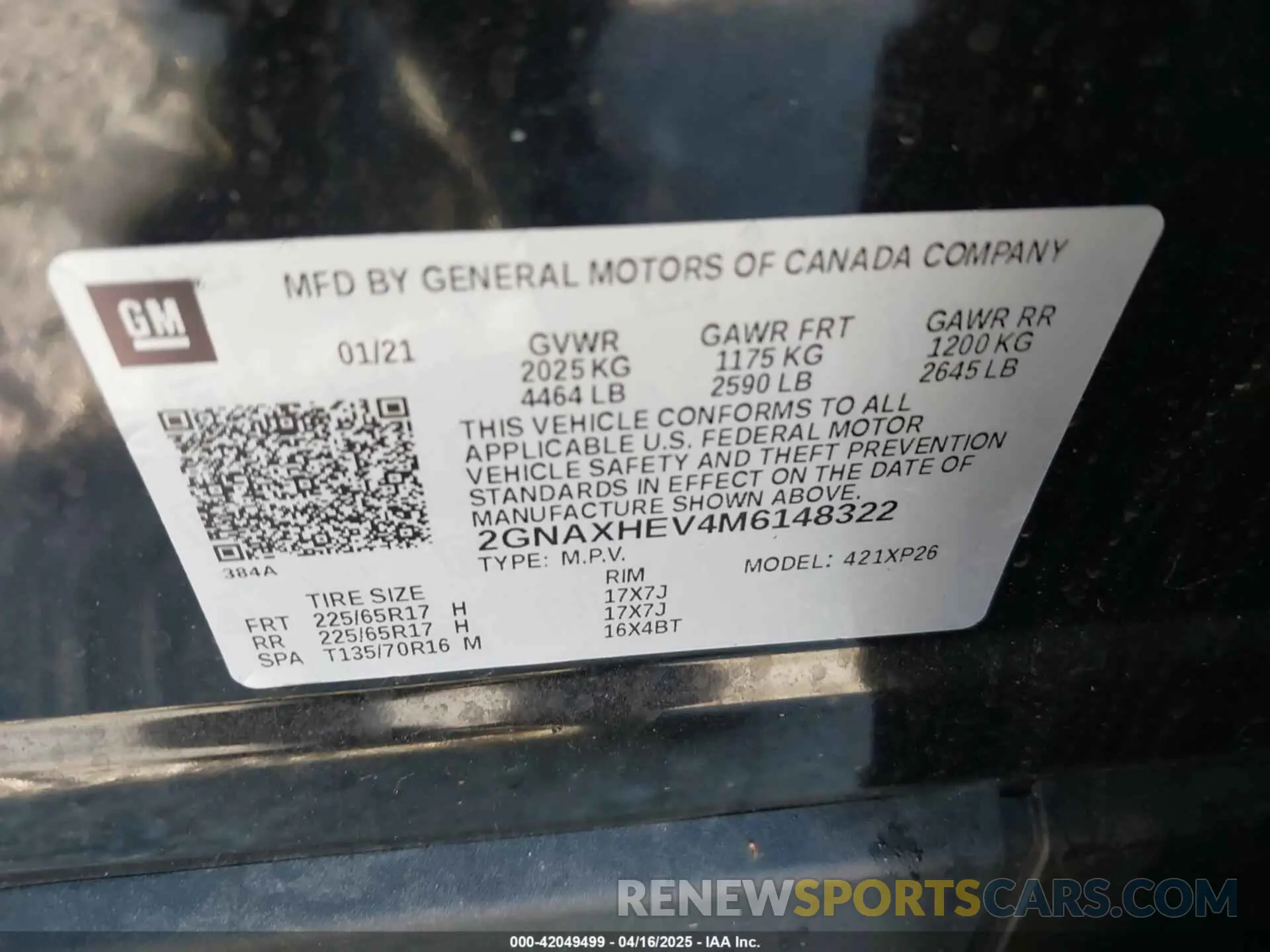 9 Фотография поврежденного автомобиля 2GNAXHEV4M6148322 CHEVROLET EQUINOX 2021