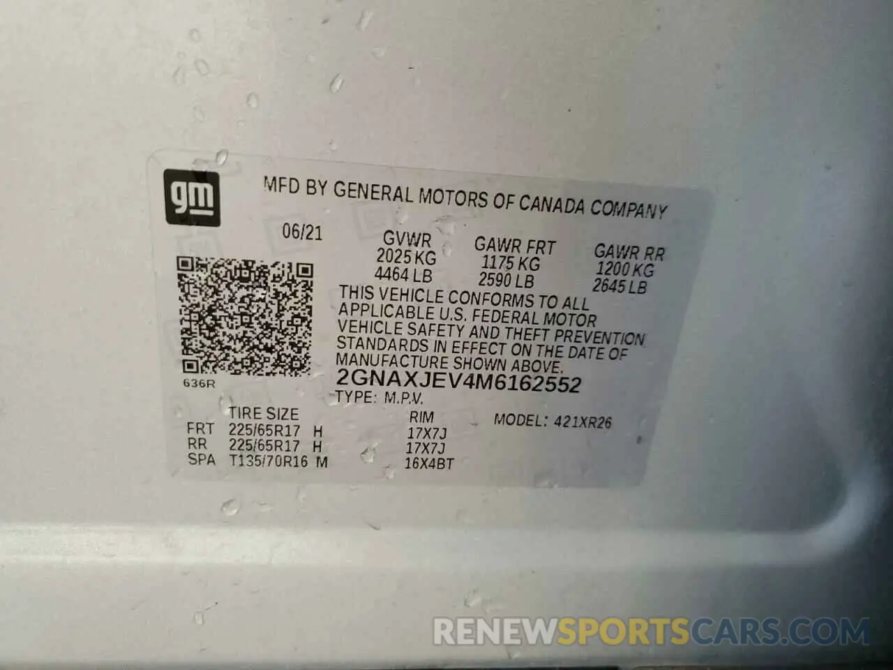 12 Photograph of a damaged car 2GNAXJEV4M6162552 CHEVROLET EQUINOX 2021