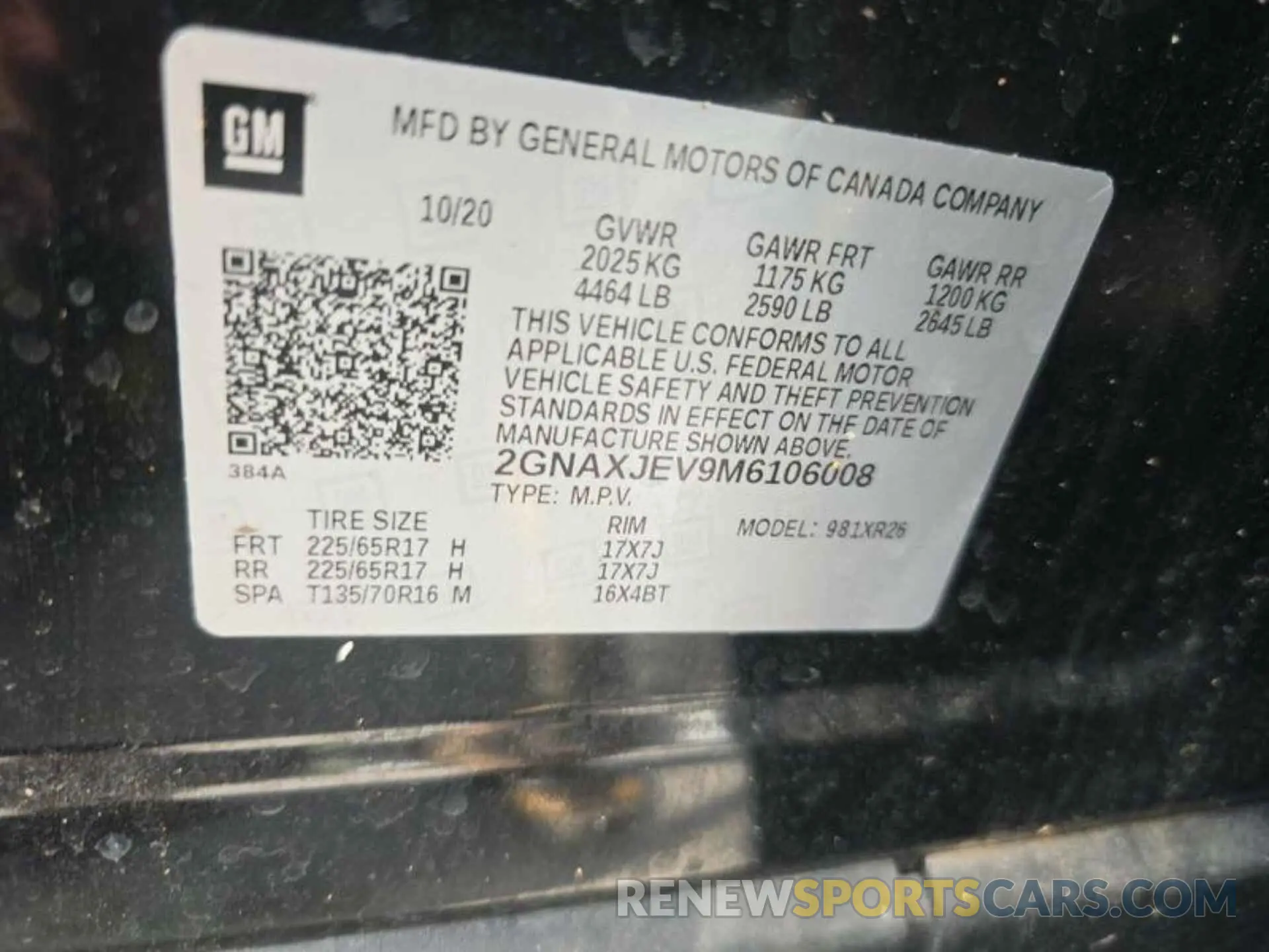 10 Photograph of a damaged car 2GNAXJEV9M6106008 CHEVROLET EQUINOX 2021
