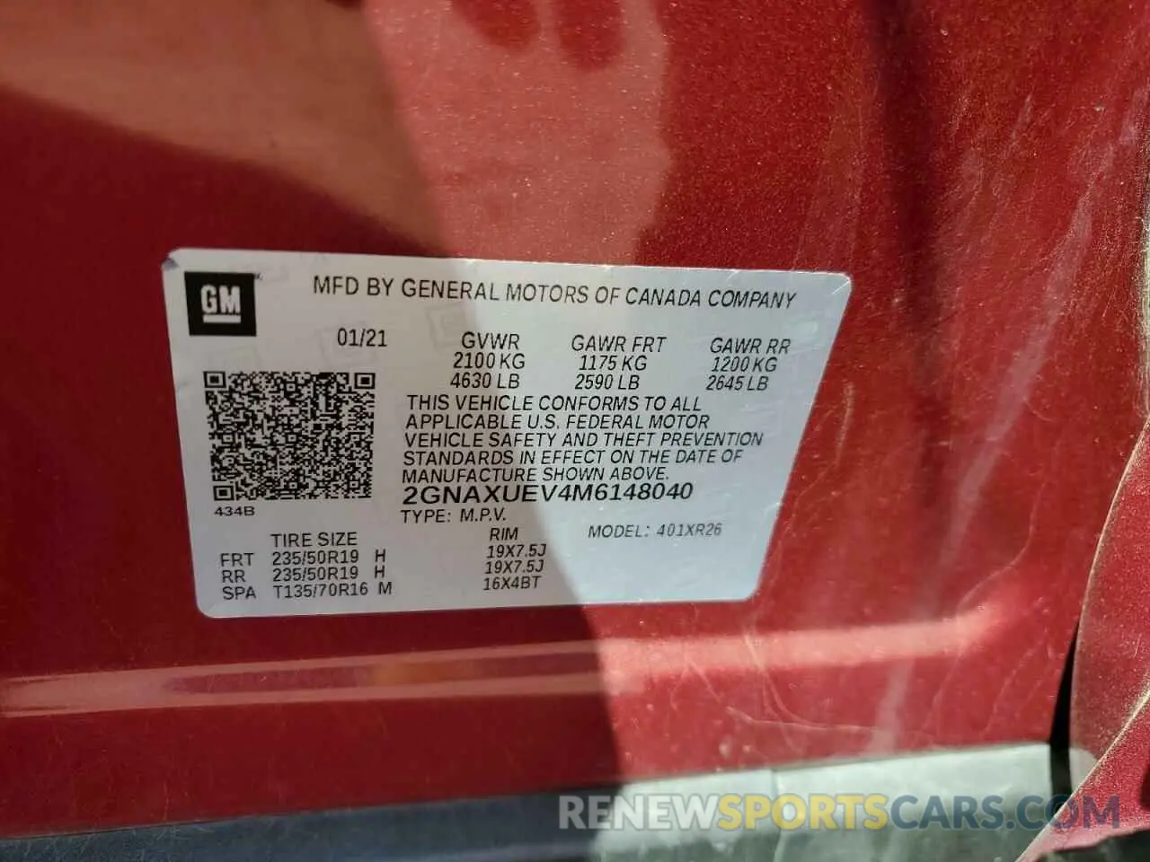 13 Фотография поврежденного автомобиля 2GNAXUEV4M6148040 CHEVROLET EQUINOX 2021