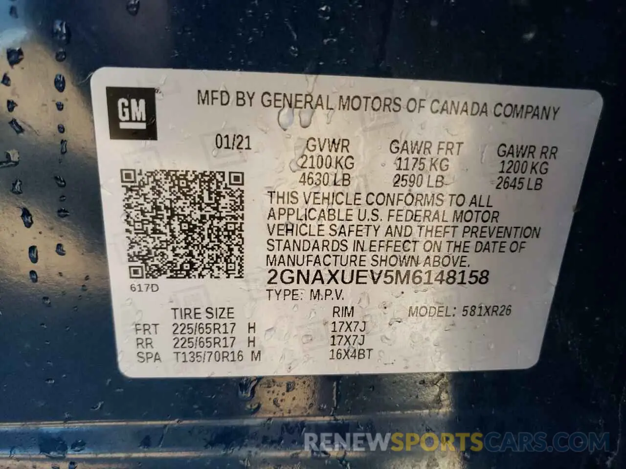 13 Photograph of a damaged car 2GNAXUEV5M6148158 CHEVROLET EQUINOX 2021