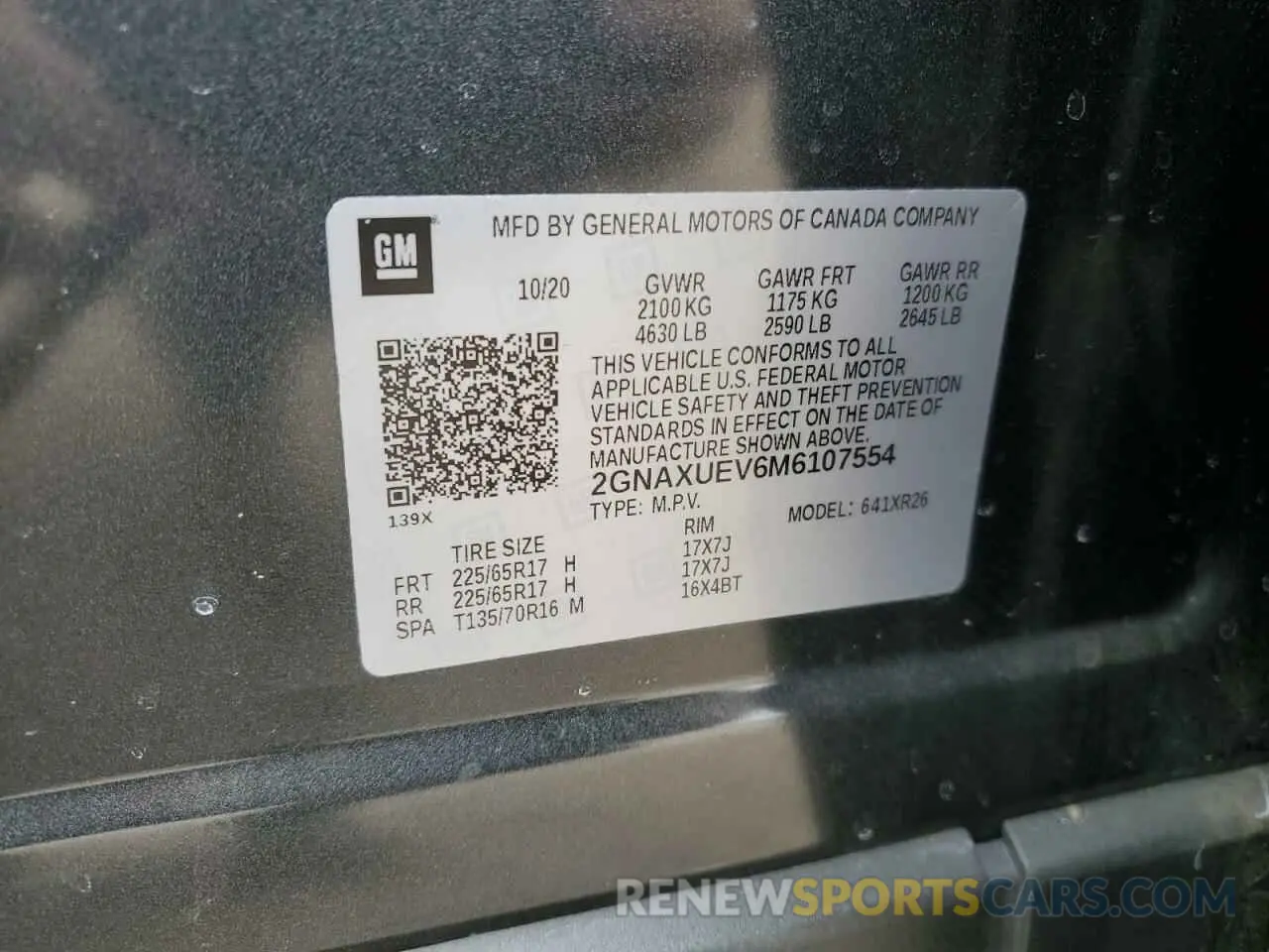 14 Фотография поврежденного автомобиля 2GNAXUEV6M6107554 CHEVROLET EQUINOX 2021