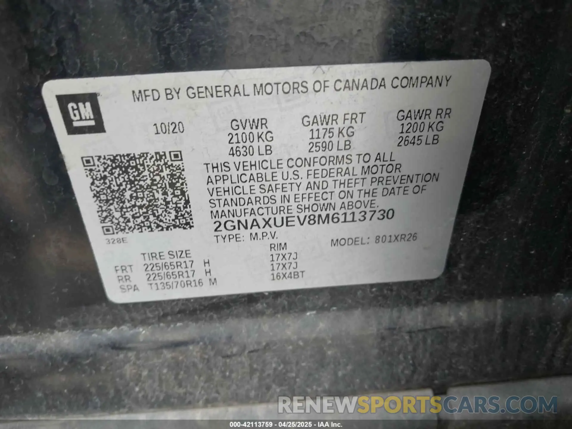 9 Photograph of a damaged car 2GNAXUEV8M6113730 CHEVROLET EQUINOX 2021