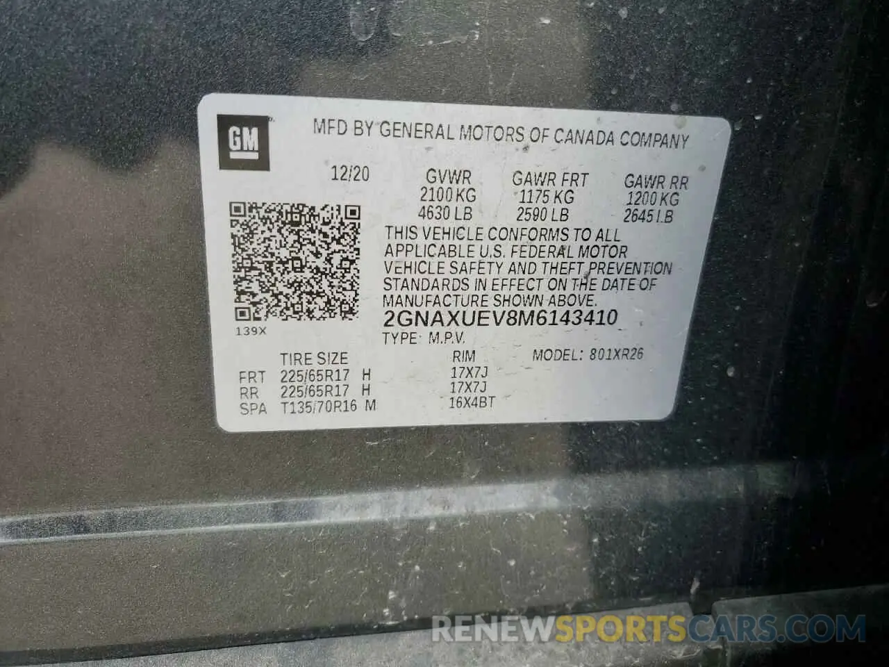 12 Фотография поврежденного автомобиля 2GNAXUEV8M6143410 CHEVROLET EQUINOX 2021