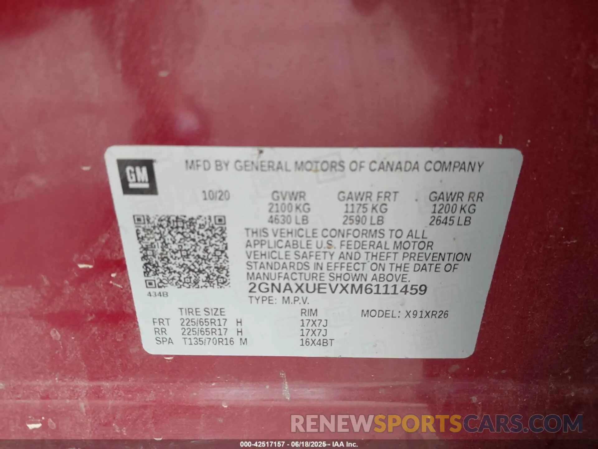 9 Photograph of a damaged car 2GNAXUEVXM6111459 CHEVROLET EQUINOX 2021