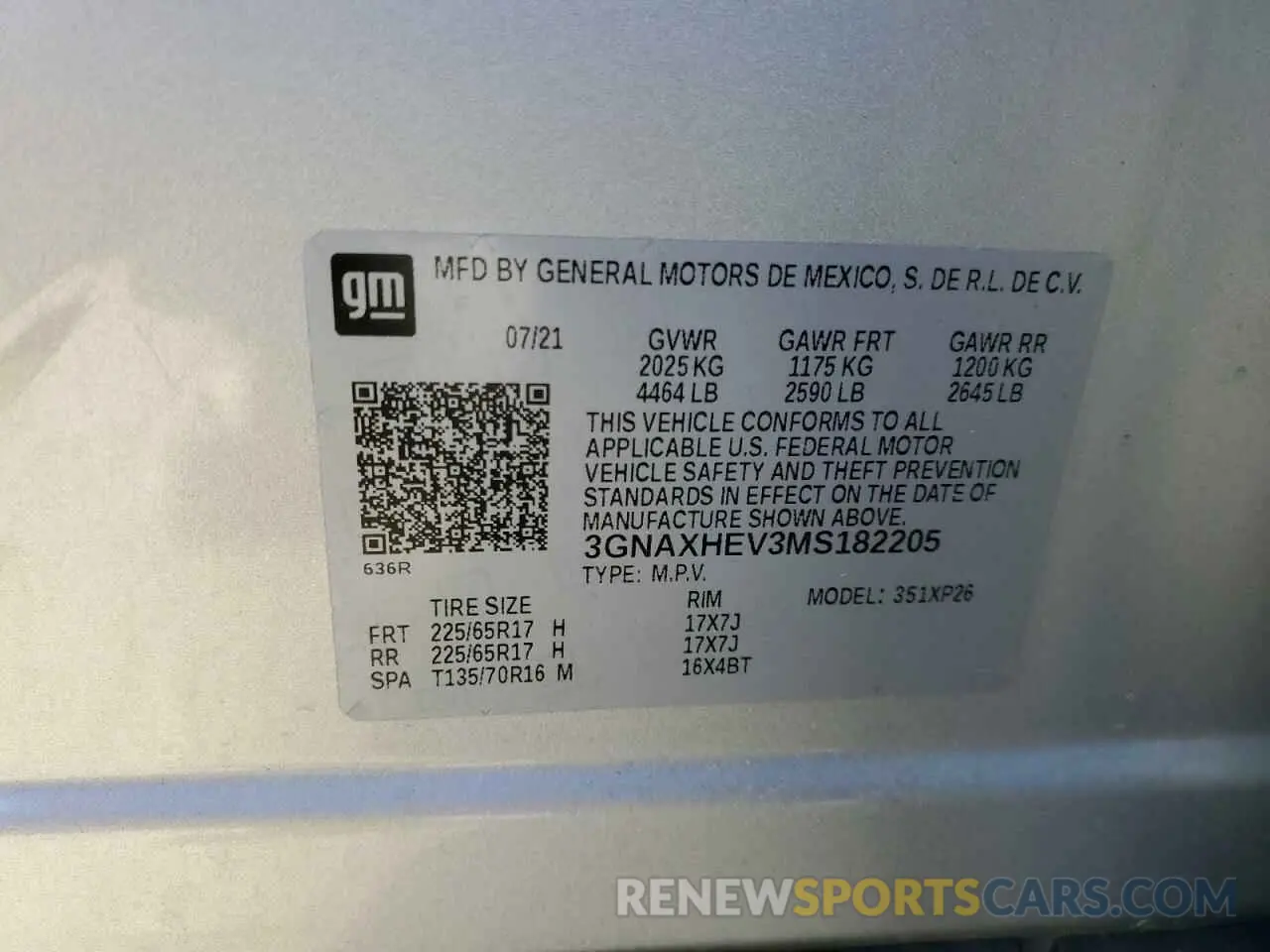 13 Фотография поврежденного автомобиля 3GNAXHEV3MS182205 CHEVROLET EQUINOX 2021