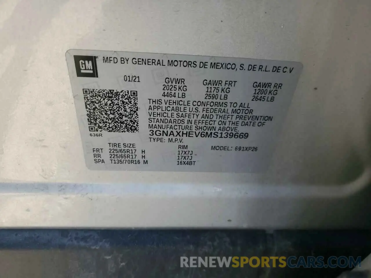 13 Photograph of a damaged car 3GNAXHEV6MS139669 CHEVROLET EQUINOX 2021