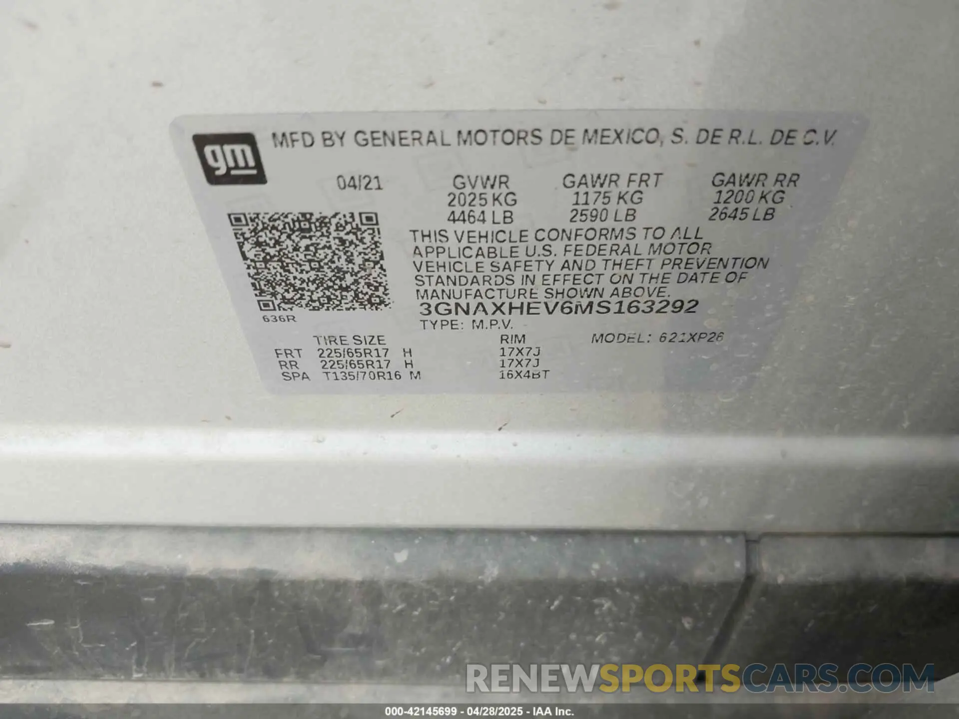 9 Фотография поврежденного автомобиля 3GNAXHEV6MS163292 CHEVROLET EQUINOX 2021