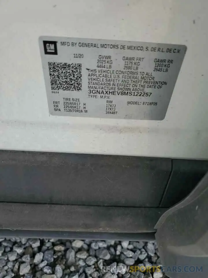 14 Фотография поврежденного автомобиля 3GNAXHEV8MS122257 CHEVROLET EQUINOX 2021