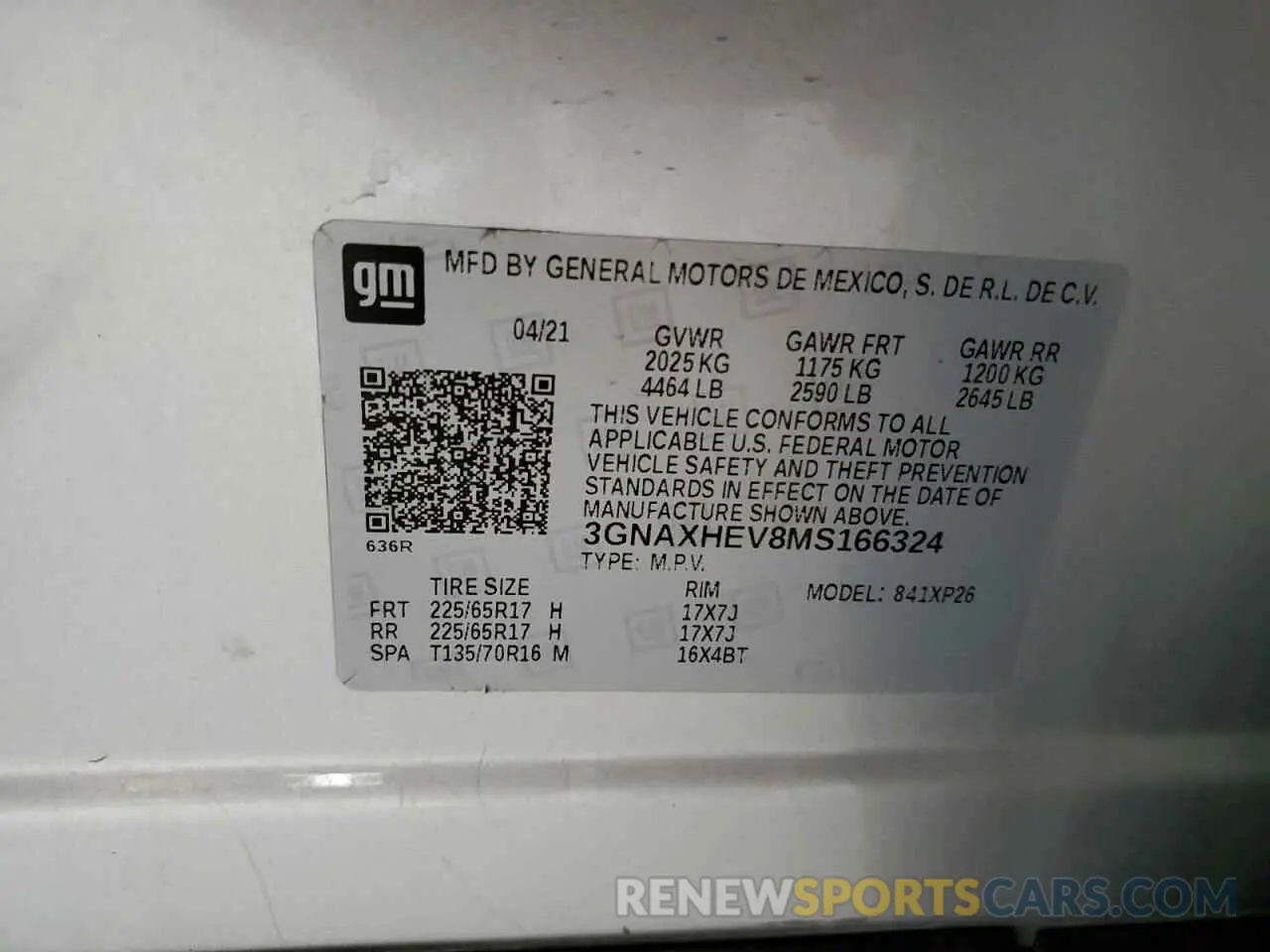 12 Фотография поврежденного автомобиля 3GNAXHEV8MS166324 CHEVROLET EQUINOX 2021