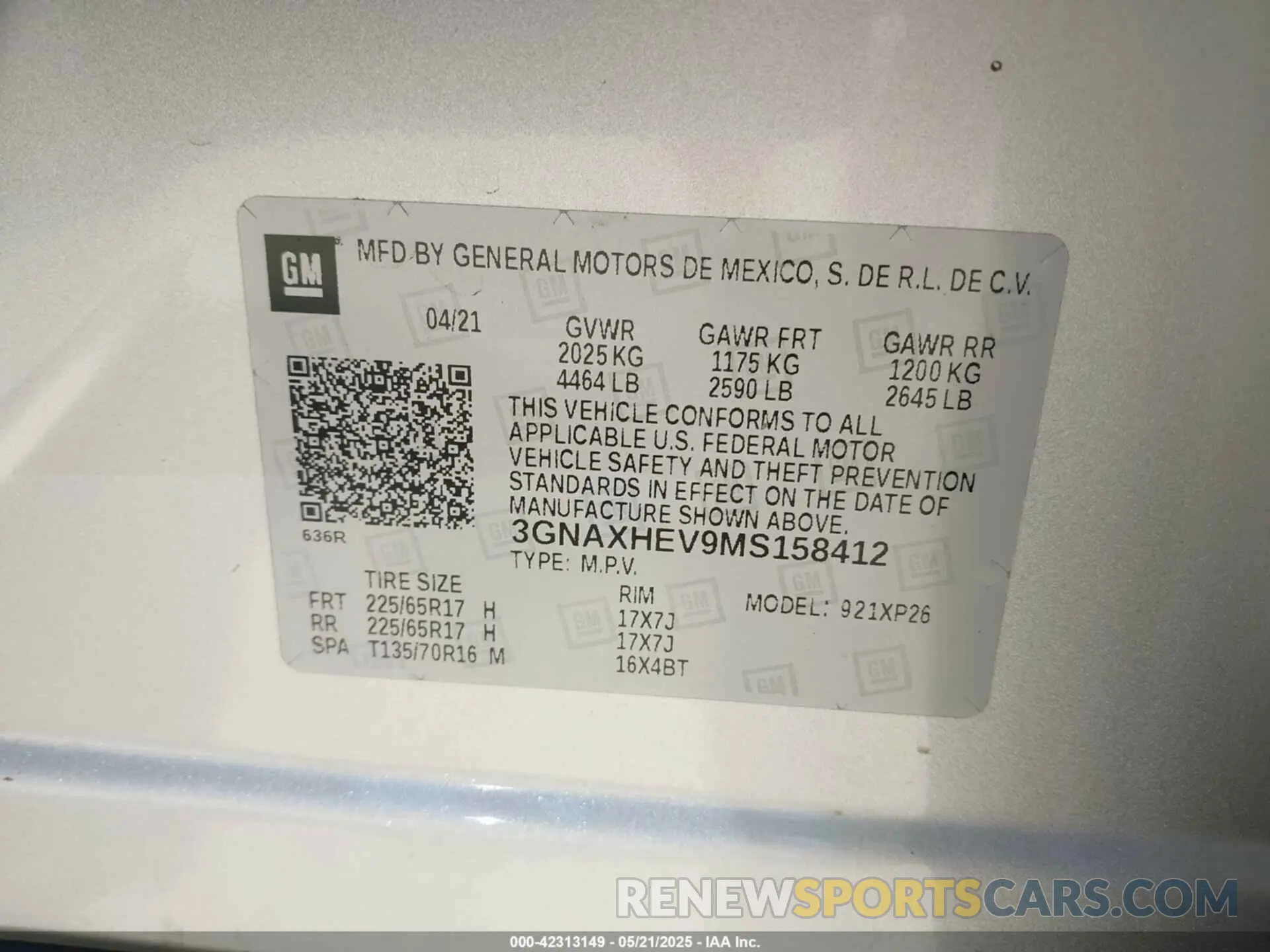 9 Фотография поврежденного автомобиля 3GNAXHEV9MS158412 CHEVROLET EQUINOX 2021
