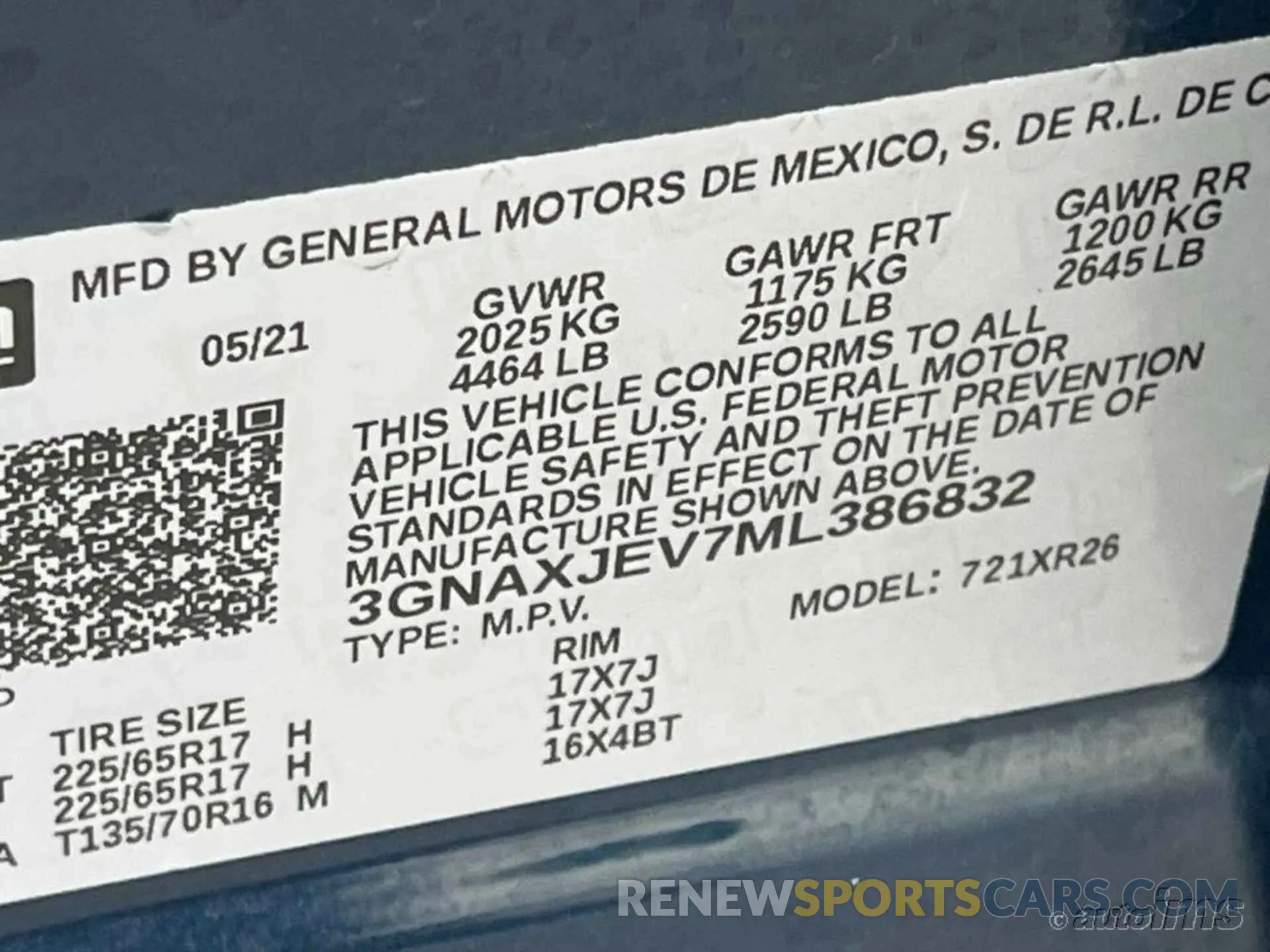 5 Фотография поврежденного автомобиля 3GNAXJEV7ML386832 CHEVROLET EQUINOX 2021