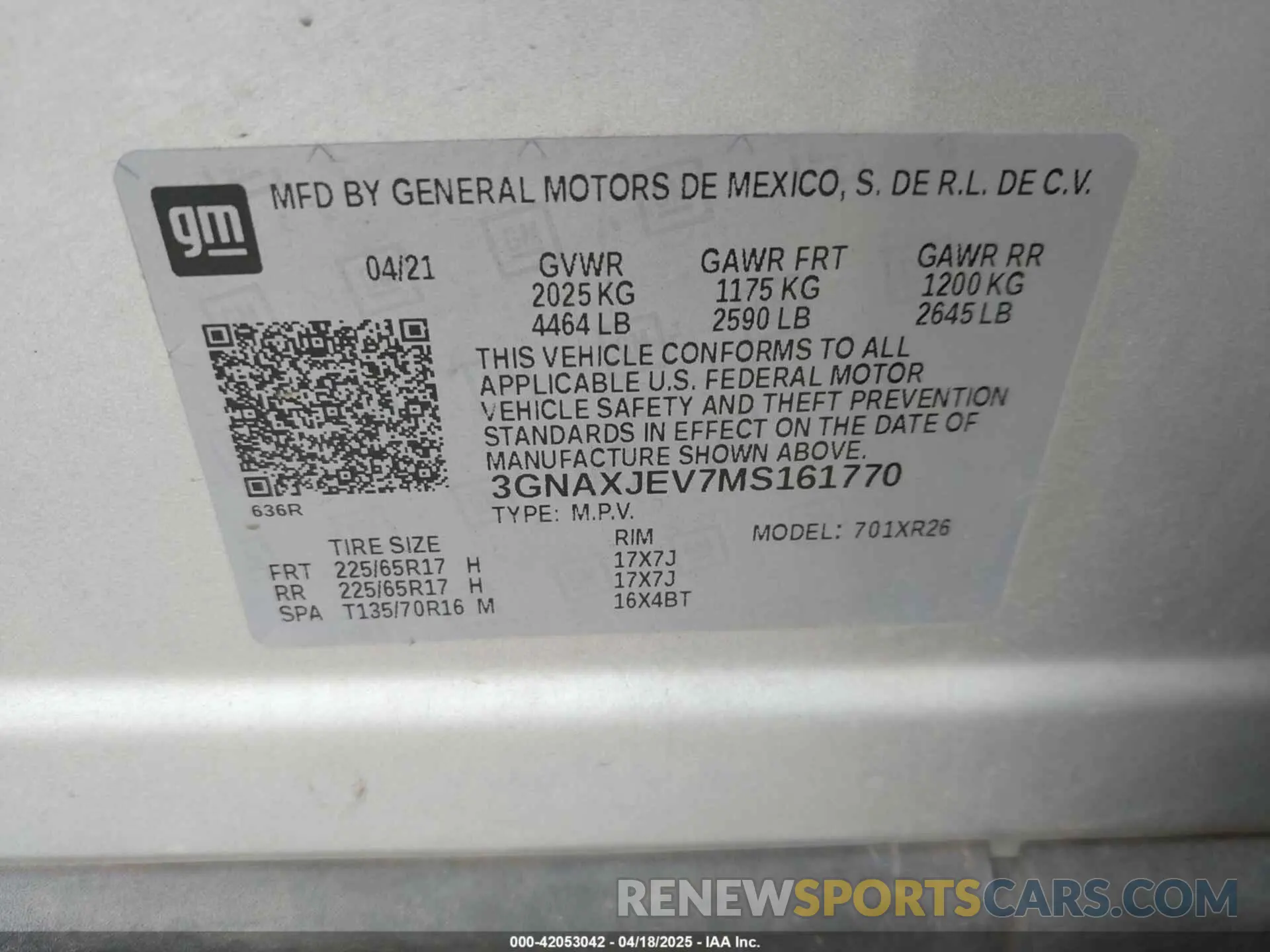 9 Фотография поврежденного автомобиля 3GNAXJEV7MS161770 CHEVROLET EQUINOX 2021