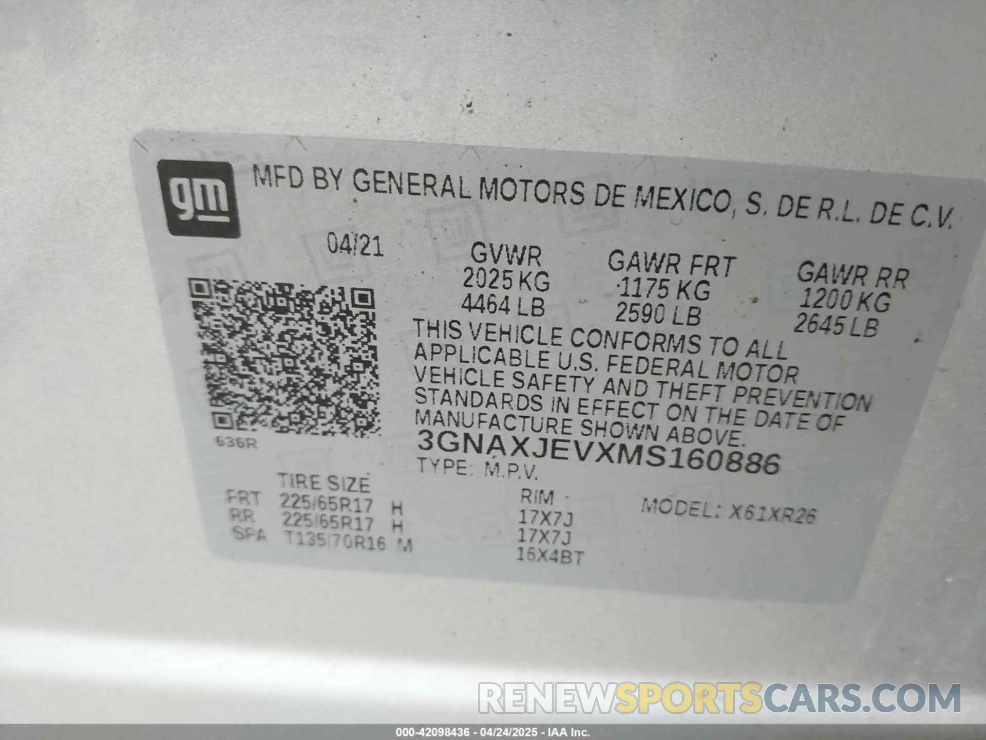 9 Фотография поврежденного автомобиля 3GNAXJEVXMS160886 CHEVROLET EQUINOX 2021