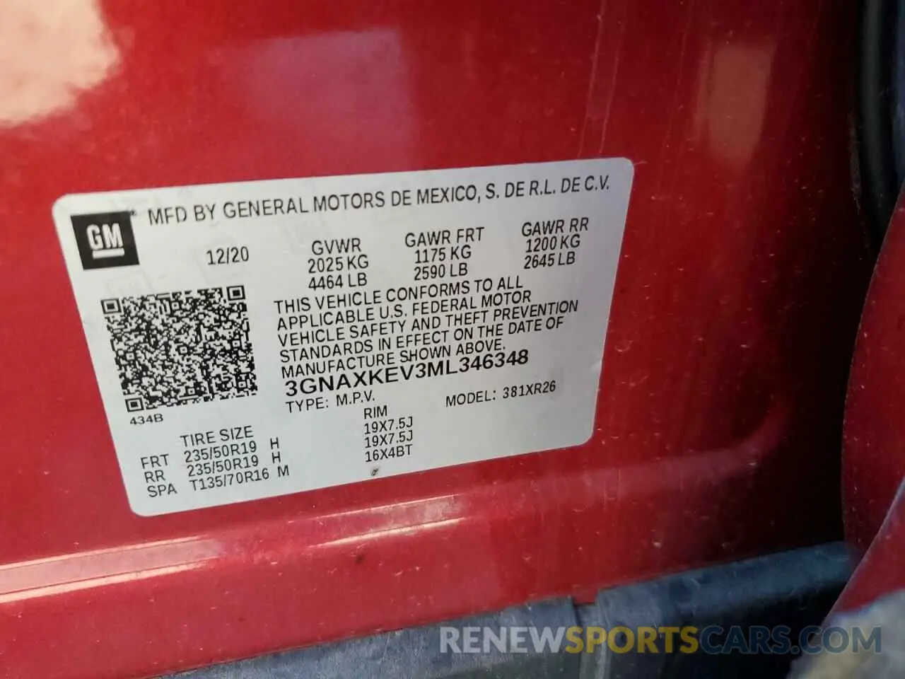 14 Фотография поврежденного автомобиля 3GNAXKEV3ML346348 CHEVROLET EQUINOX 2021